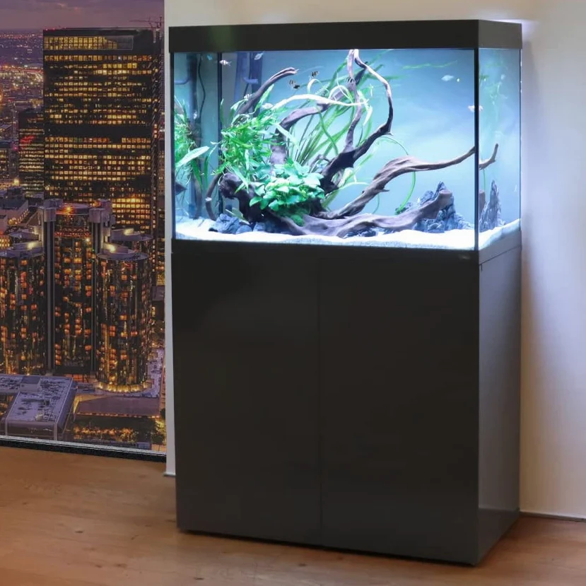 Amtra Alux 220 Led White Combi - Acquario professionale in vetro da 220L con coperchio e mobile in legno, per pesci di acqua dolce e salata, kit professionale, colore bianco
