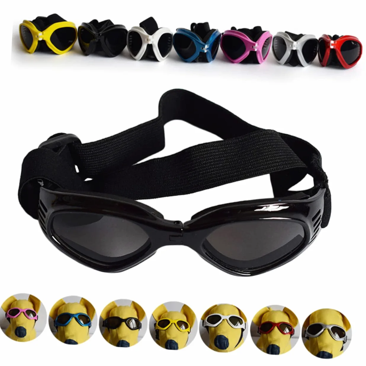 Didiseaon 3pezzi Occhiali Da Sole Per Animali Domestici Occhiali Protettivi Per Cani e Gatti Design Ventilato Protezione Uv Regolabili Colore Nero
