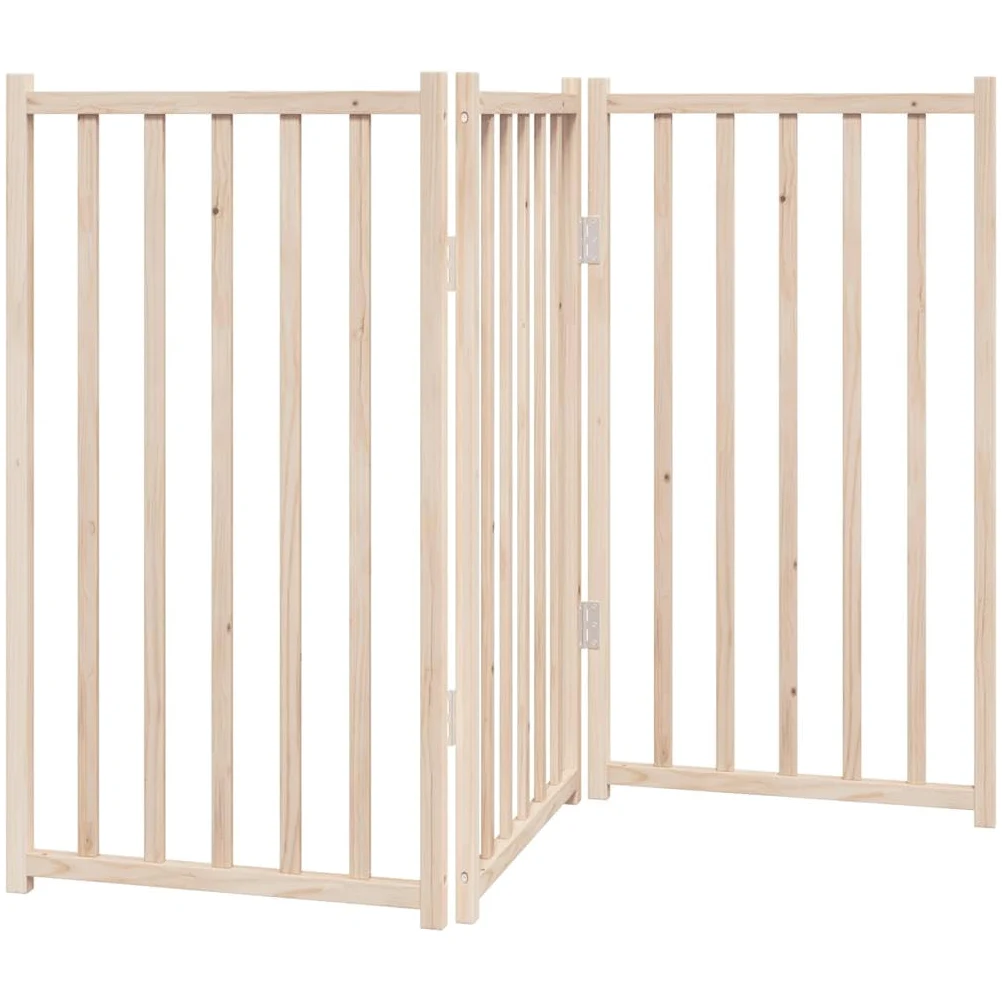 vidaXL Cancelletto per cani pieghevole a 3 pannelli 150 cm in legno massello di abete