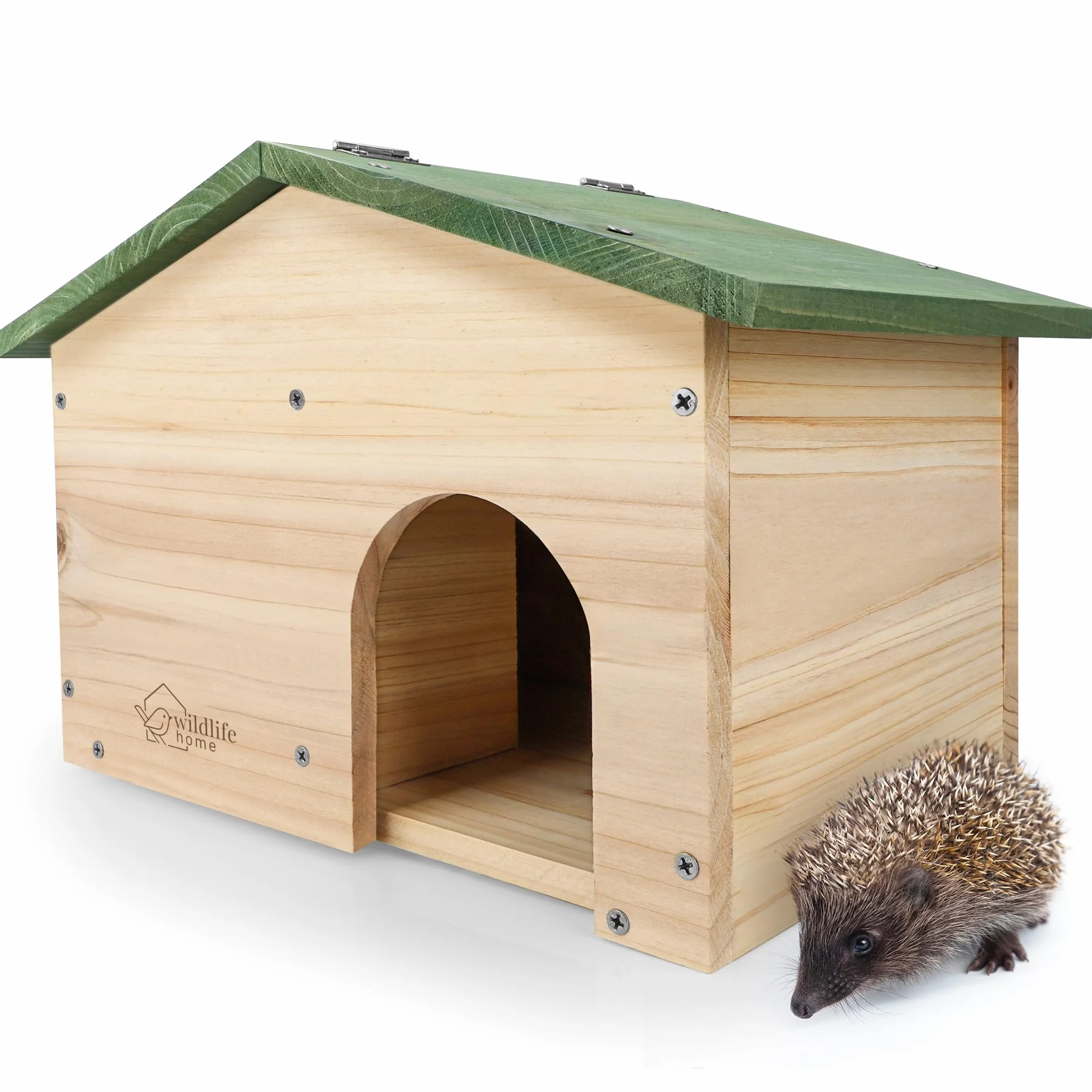 wildlife home Casetta per riccio invernale con fondo in legno, con tetto a due falde, resistente alle intemperie, per tutto l'anno, per il giardino, a prova di gatti, riccio