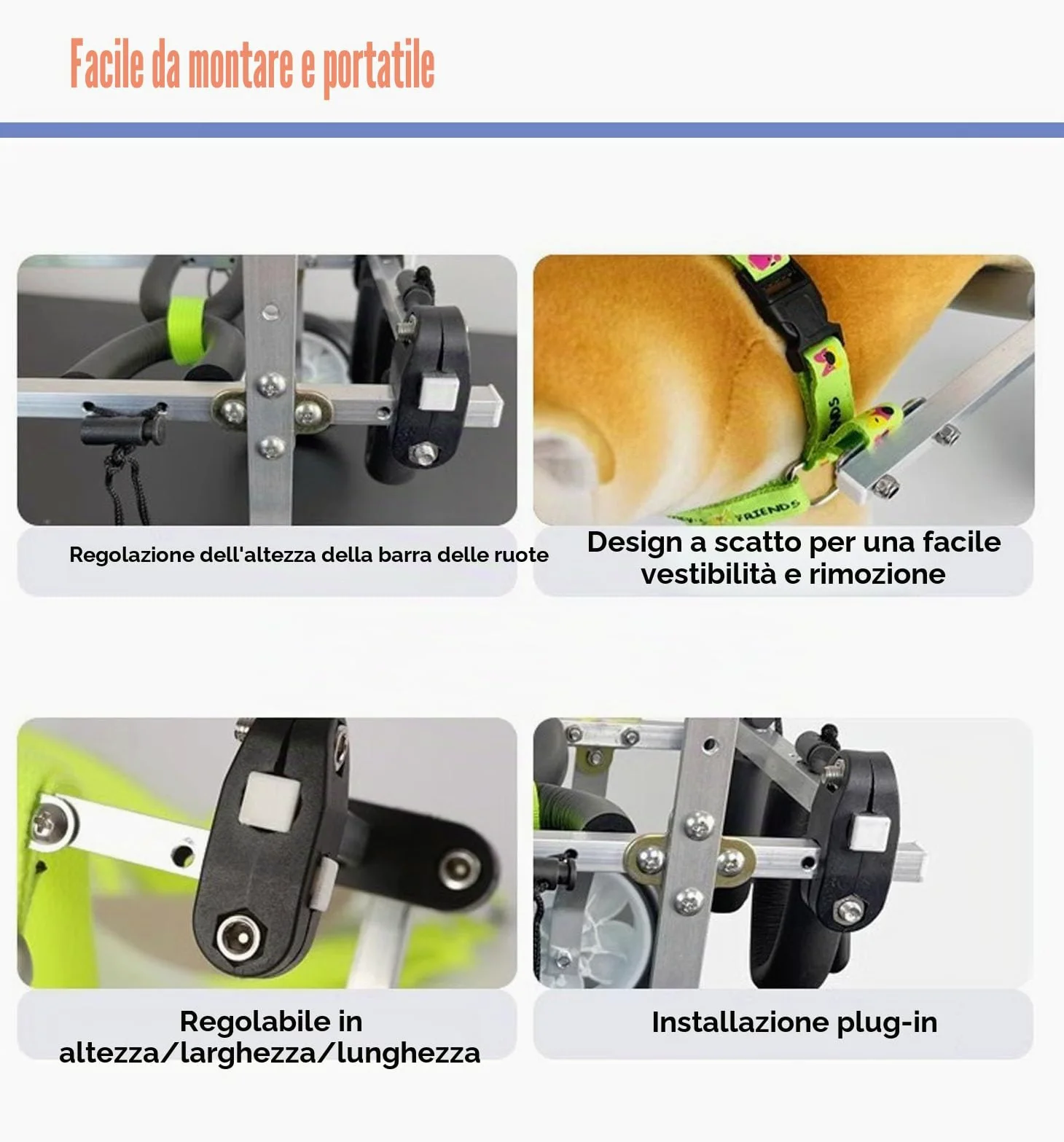 Carrello Cani Disabili Sedia a Rotelle per Gatti Disabili/paralizzati per Anziani, Supporto per Gattini XXS/XS/S con Artrite, Tutore per Zampe Deboli, Auto per Camminare, Dispositivo di Assistenza per