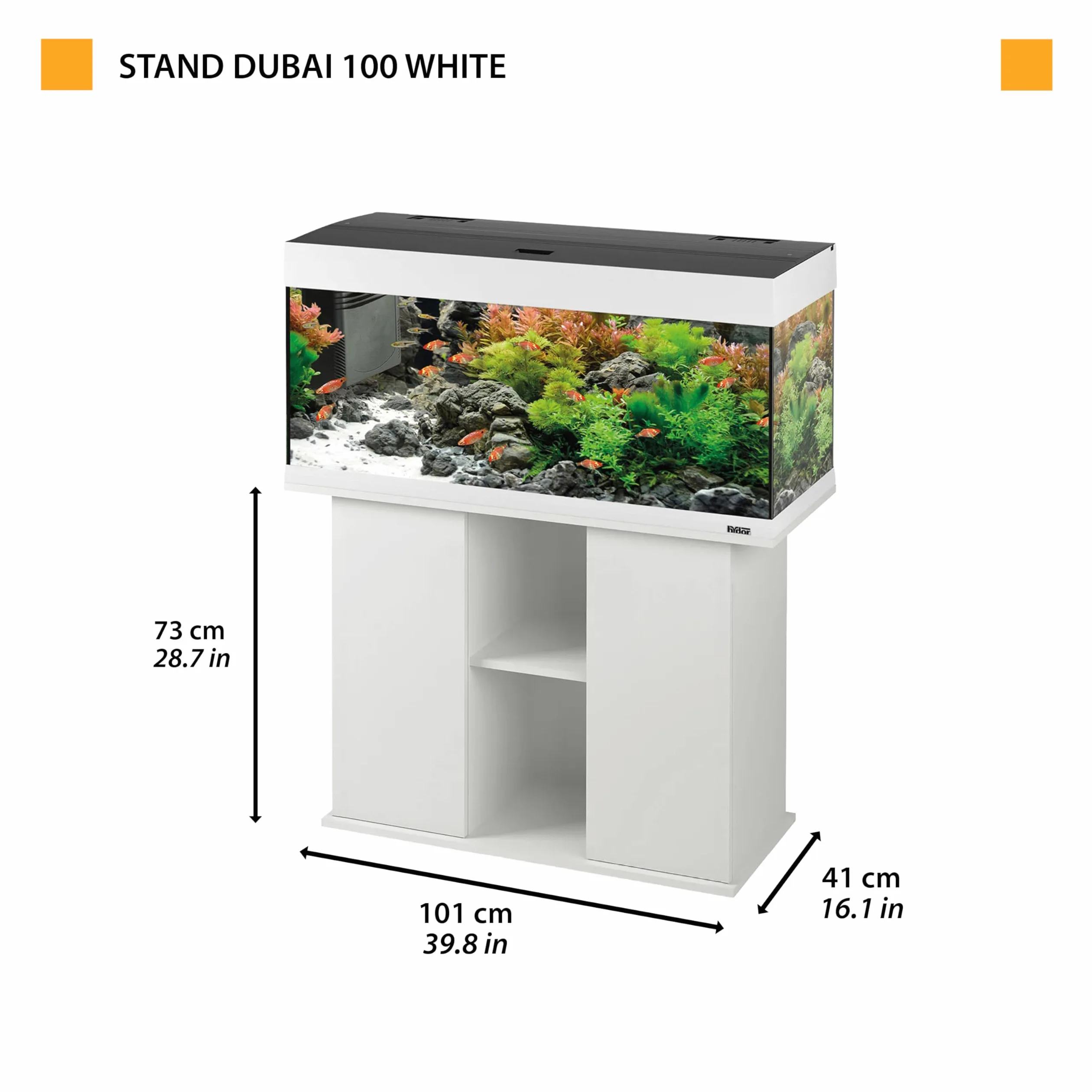 Ferplast Hydor Supporto Acquario, Mobile per Acquario, Resistente all'Umidità, Struttura Solida con Ante e Ripiani Integrati, Piedini Regolabili, 101 x 41 x h 73 cm, in Legno Bianco