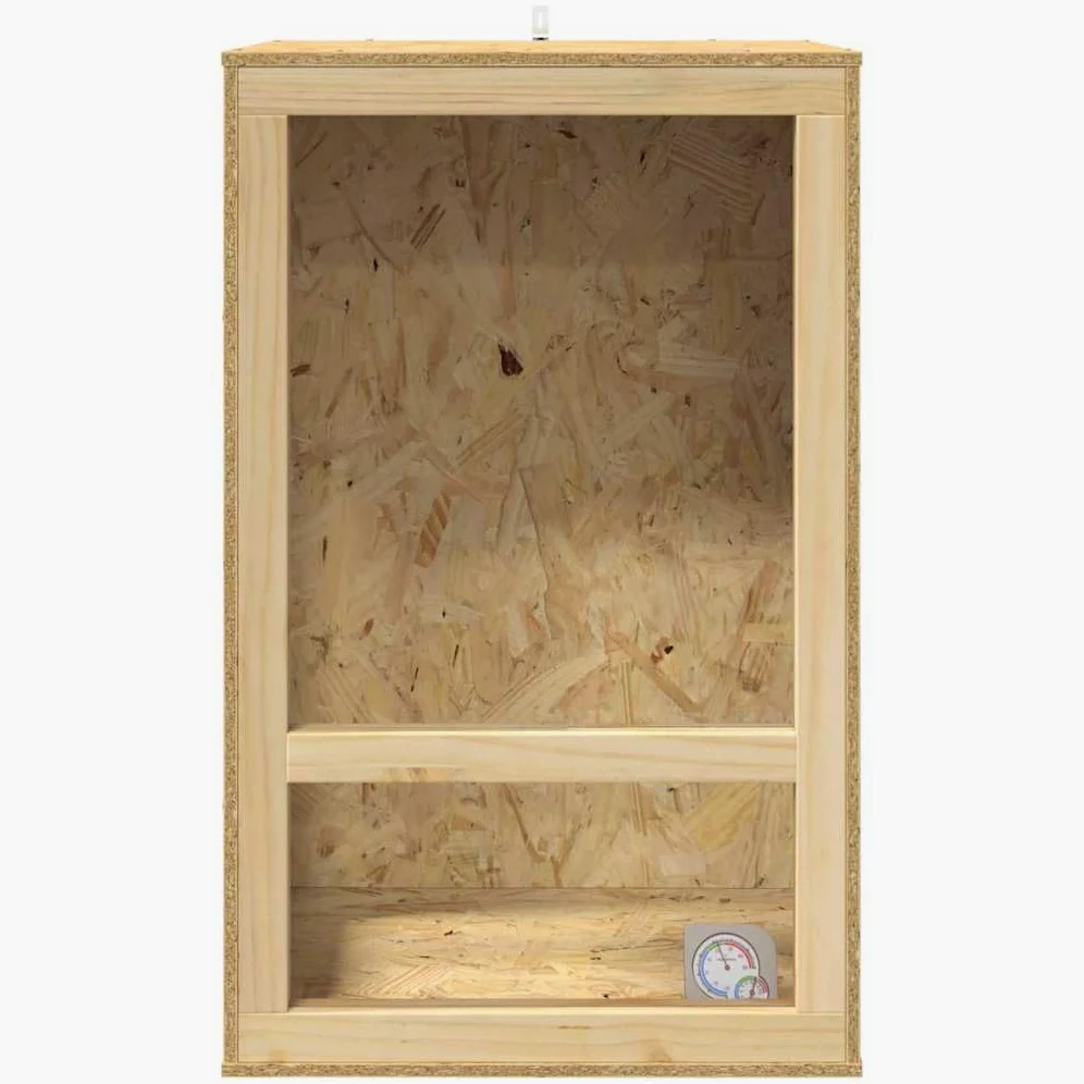 vidaXL Terrario Marrone 50 x 50 x 80 cm OSB, Terrario rustico quadrato, habitat in vetro versatile, gabbia resistente, casa per animali domestici