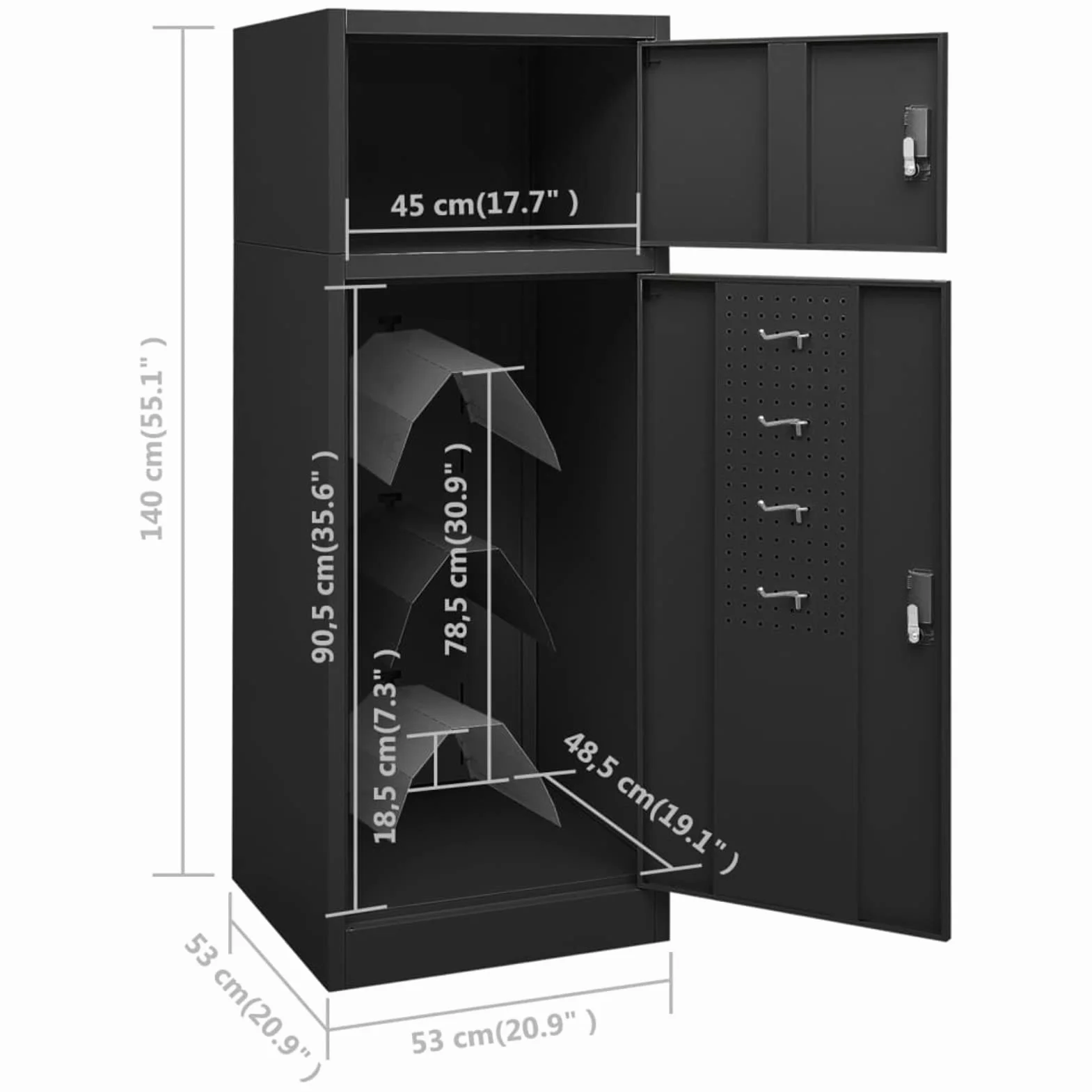 ZEYUAN Armadietto per Sella Antracite 53x53x140 cm in Acciaio,Ricreazione all'aperto,Equitazione,Accessori per finimenti per Cavalli,Accessori per Selle,Portasella(SPU:339602)