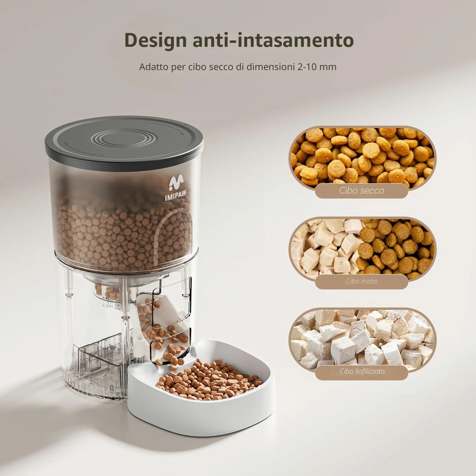 IMIPAW Distributore Automatico di Cibo per Gatti con Fontanella - Combo 3L | Dispenser Programmabile per Cani e Gatti, 1-6 Pasti al Giorno, Fontana con Filtro