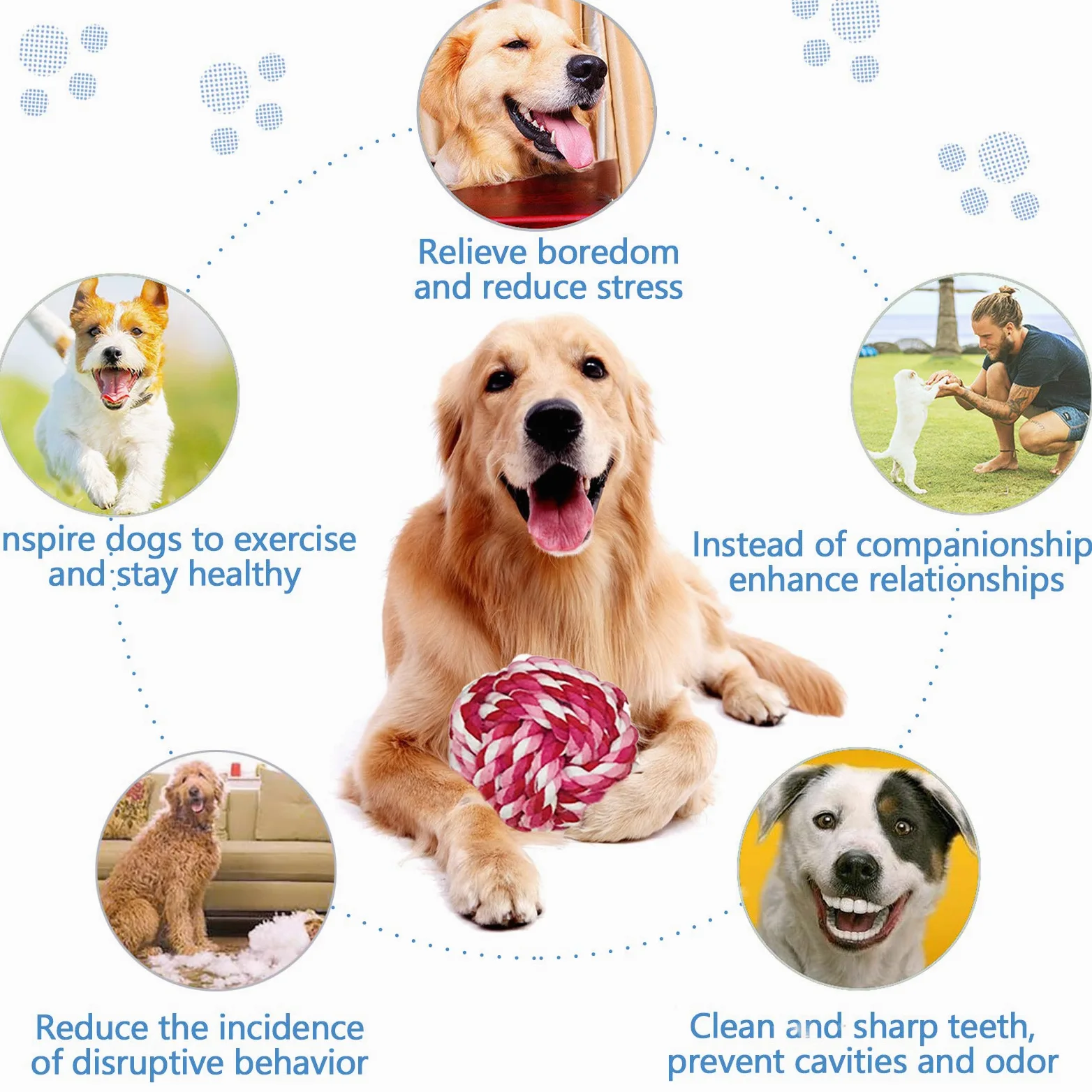 McNoryCane Cotone Naturale, Corda da Masticare Resistenti e Lavabili per la Pulizia dei Denti, Corda per Cane Grande e Cucciolo (15 Pezzi)