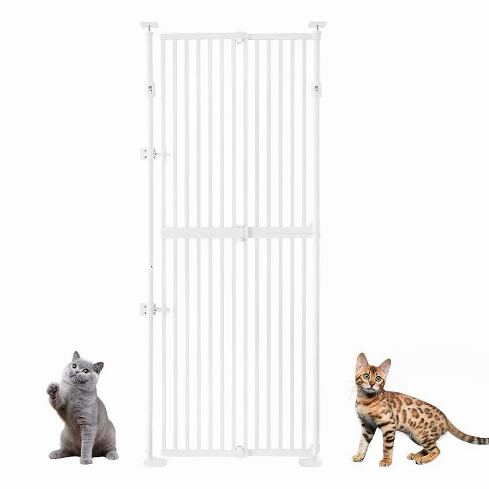 unipaws Cancello per gatti alto 190,5 cm, chiusura automatica e senza foratura, cancello di sicurezza per porte, corridoi, scale, a prova di cani e gatti, adatto per apertura larga 53,3-86,4 cm, uso