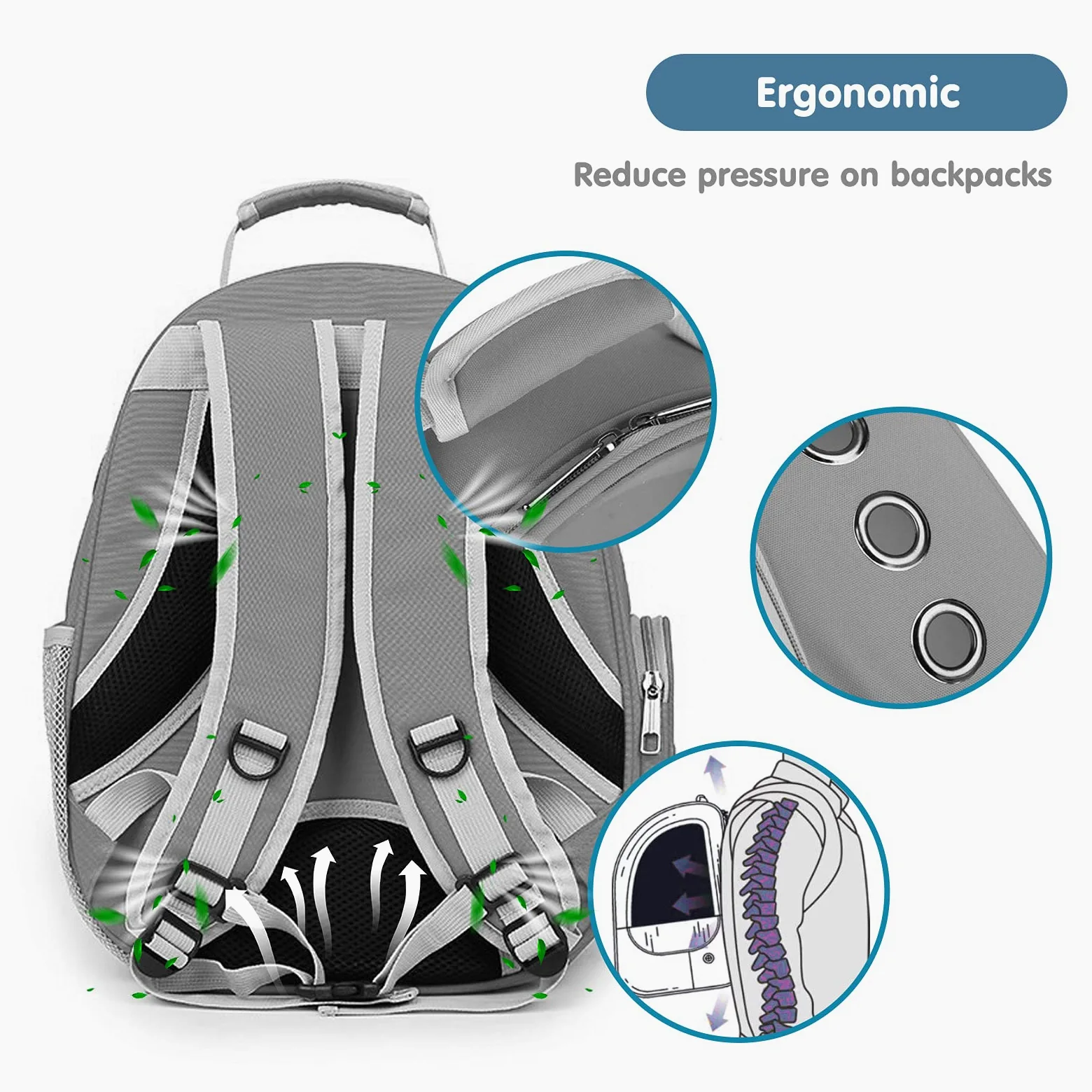 PETCUTE Portatili Trasportino per Animali Zaino Trasparente Zaino per Cani e Gatti con Cinghia di Sicurezza Interna,Capsula Spaziale da Viaggio, Ideale per Viaggi,attività all'aperto Grigio