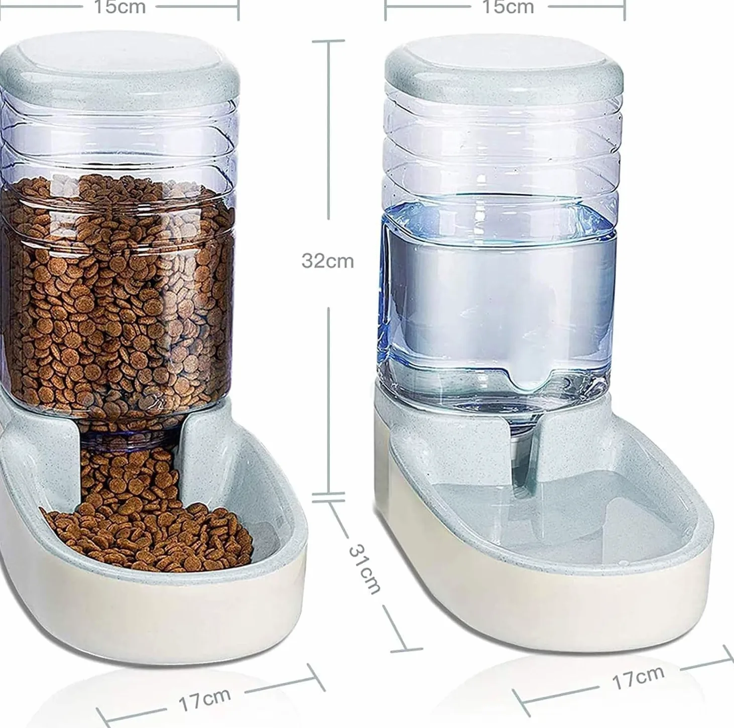 Edipets, Dispenser Cibo Gatti, Cani, Automatico, 2 Unità, 3.8L, Dispenser di Crocchette e Acqua per Animali Domestici (Grigio)