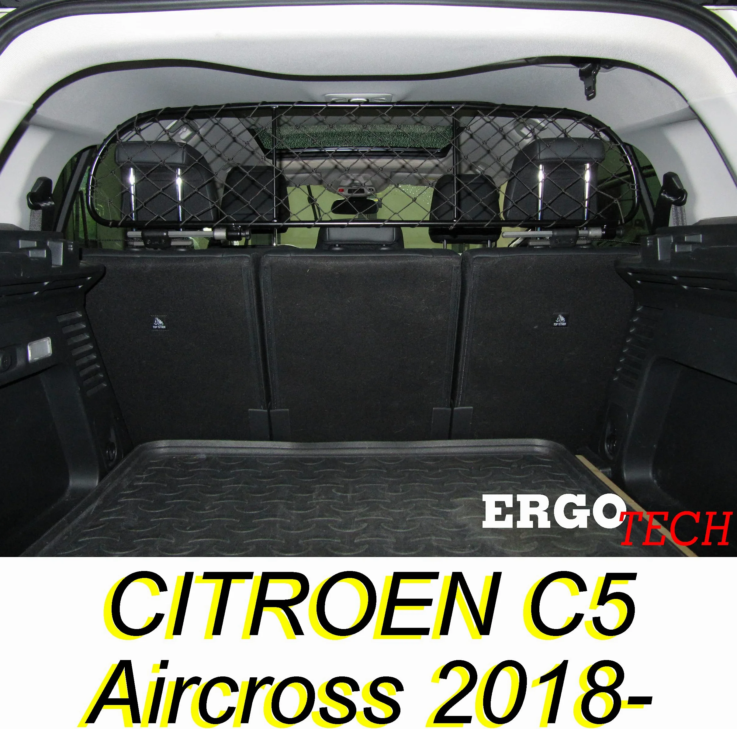 ERGOTECH Divisorio Griglia Rete Divisoria per Citroen C5 Aircross (2018-2025) RDA65-S8, per Trasporto Cani e Bagagli