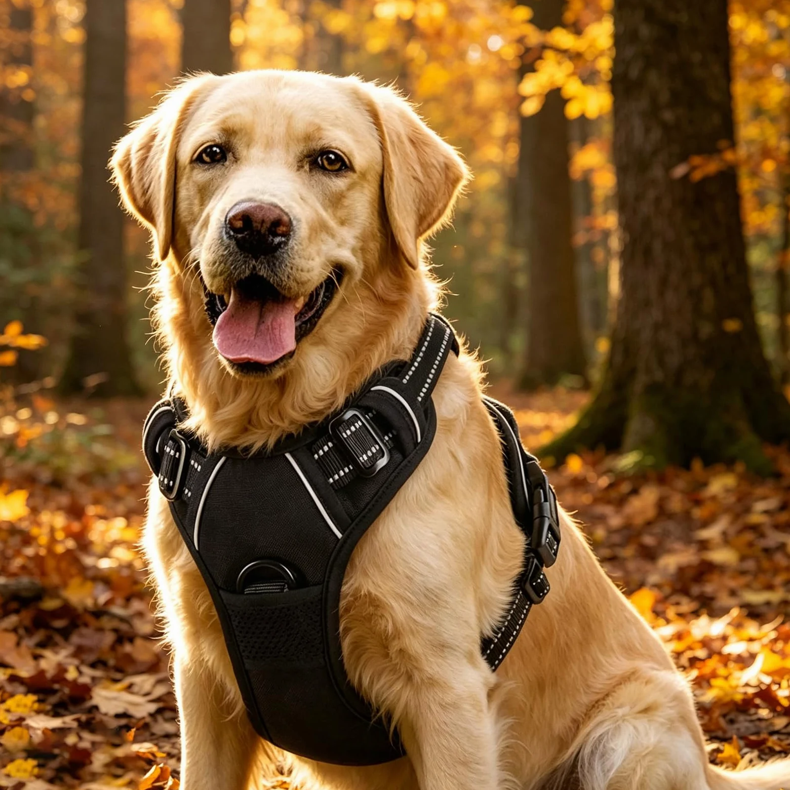 Imbracatura per cani regolabile traspirante con strisce riflettenti, guinzaglio incluso, comodo, taglia L