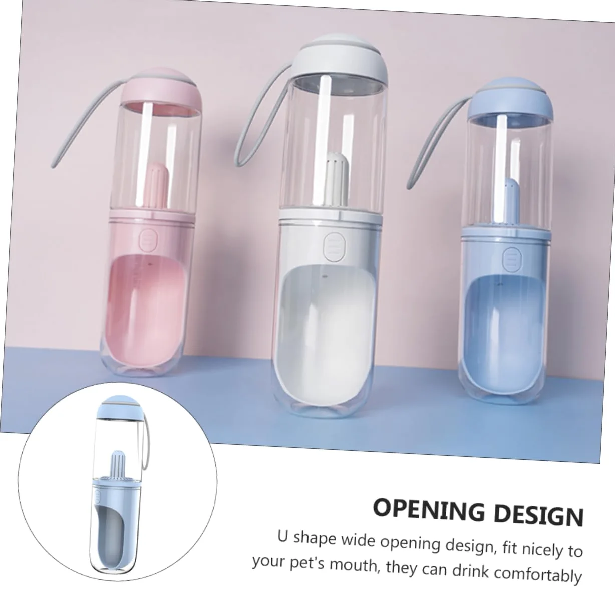 Beavorty Borraccia per Animali da 330ml, Design a U, Apertura Ampia e Uso Mano, di Perdite, per Gatti e Cani in Viaggio
