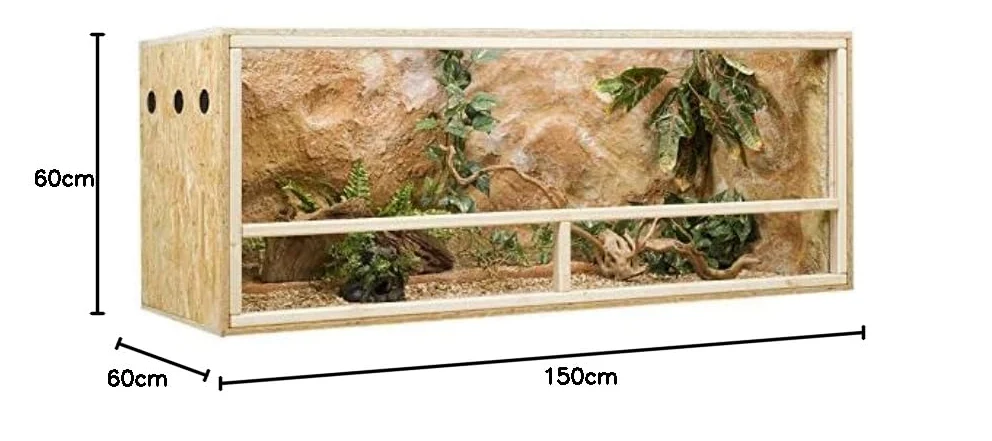 Terrario in OSB, terrario in legno 150 x 60 x 60 cm con ventilazione laterale