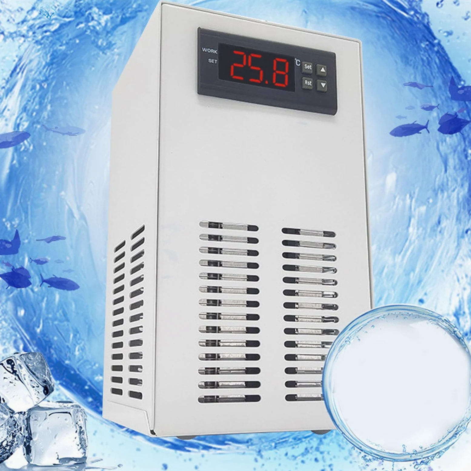 Bewinner Refrigeratore per Serbatoio d'Acqua, Mantiene la Temperatura Ottimale Refrigeratore d'Acqua per Acquario, Raffreddamento Elettronico Rapido, Funzionamento Silenzioso (Spina