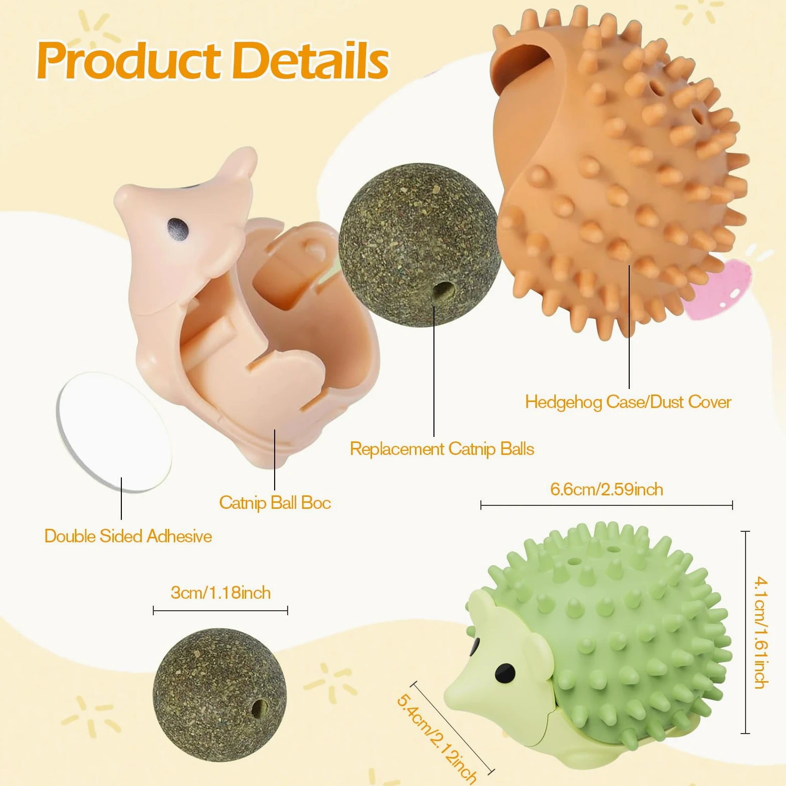 6PCS Pallina Erba Gatta Giochi per Gatti Catnip Ball Girevole Adesiva Naturali Palline Erba Gatta Ruotabile a 360° con Coperchio di Conservazione per Gatti da Leccare con Auto Massaggio Spazzola Gatti