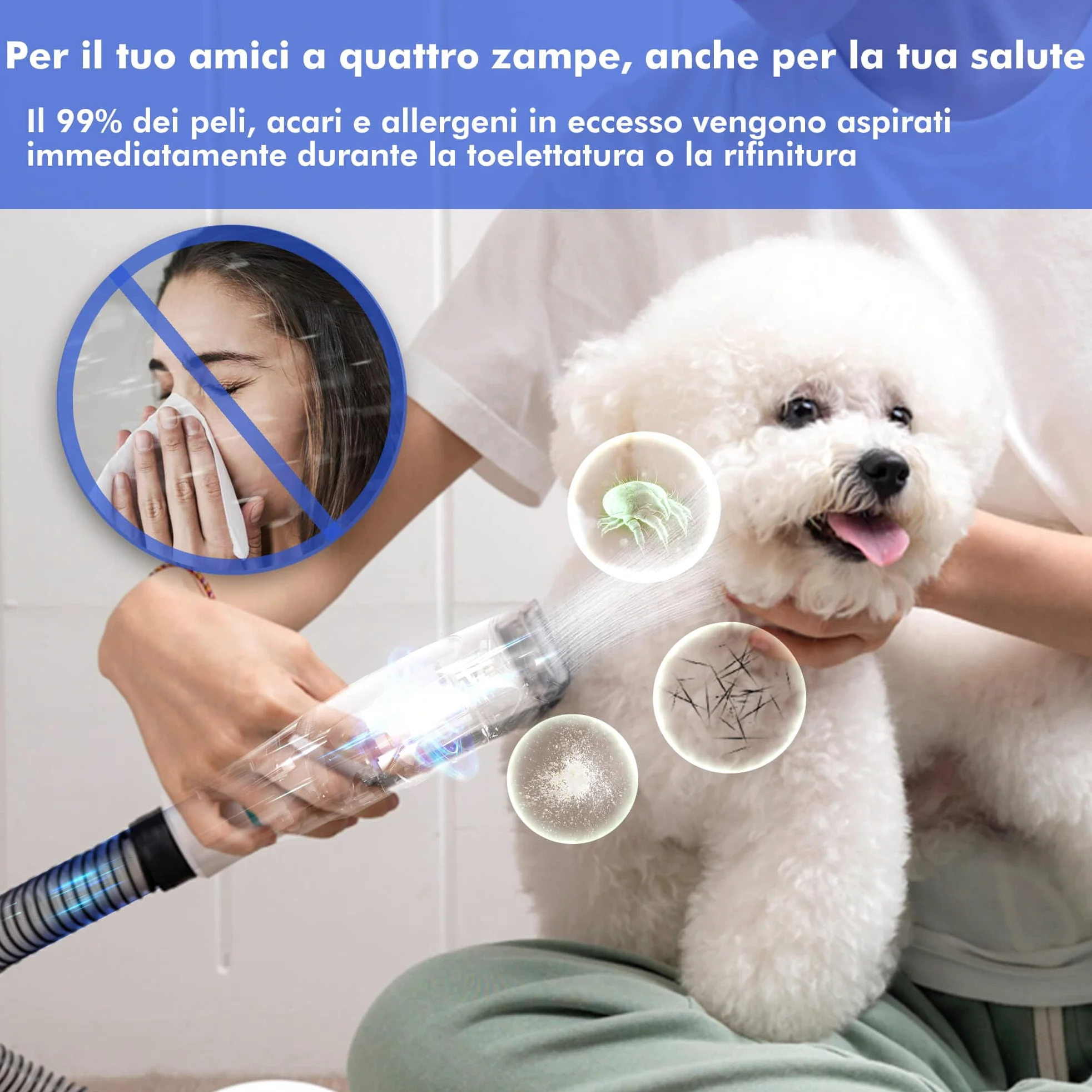 Neakasa P1 PRO Kit per toelettatura e aspirazione a Vuoto per Animali Domestici, Tosatrice per Cani e Gatto Pelo Lungo Professionale (Bianco)