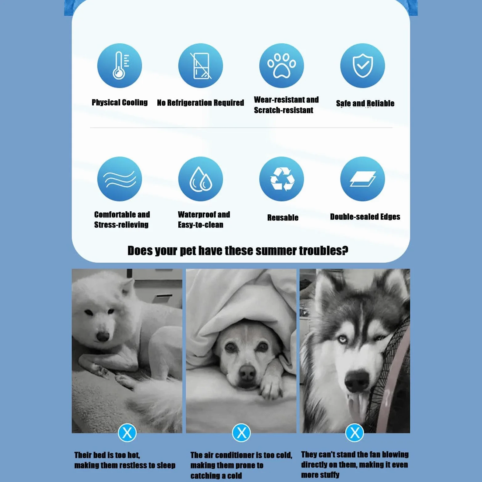 Materassino Rinfrescante per Cani Cuscinetto Refrigerante Con Gel Per | Stuoia Rinfrescante per Cani Da Interni Pavimento Divano Esterno Viaggio Seggiolino Auto Campeggio
