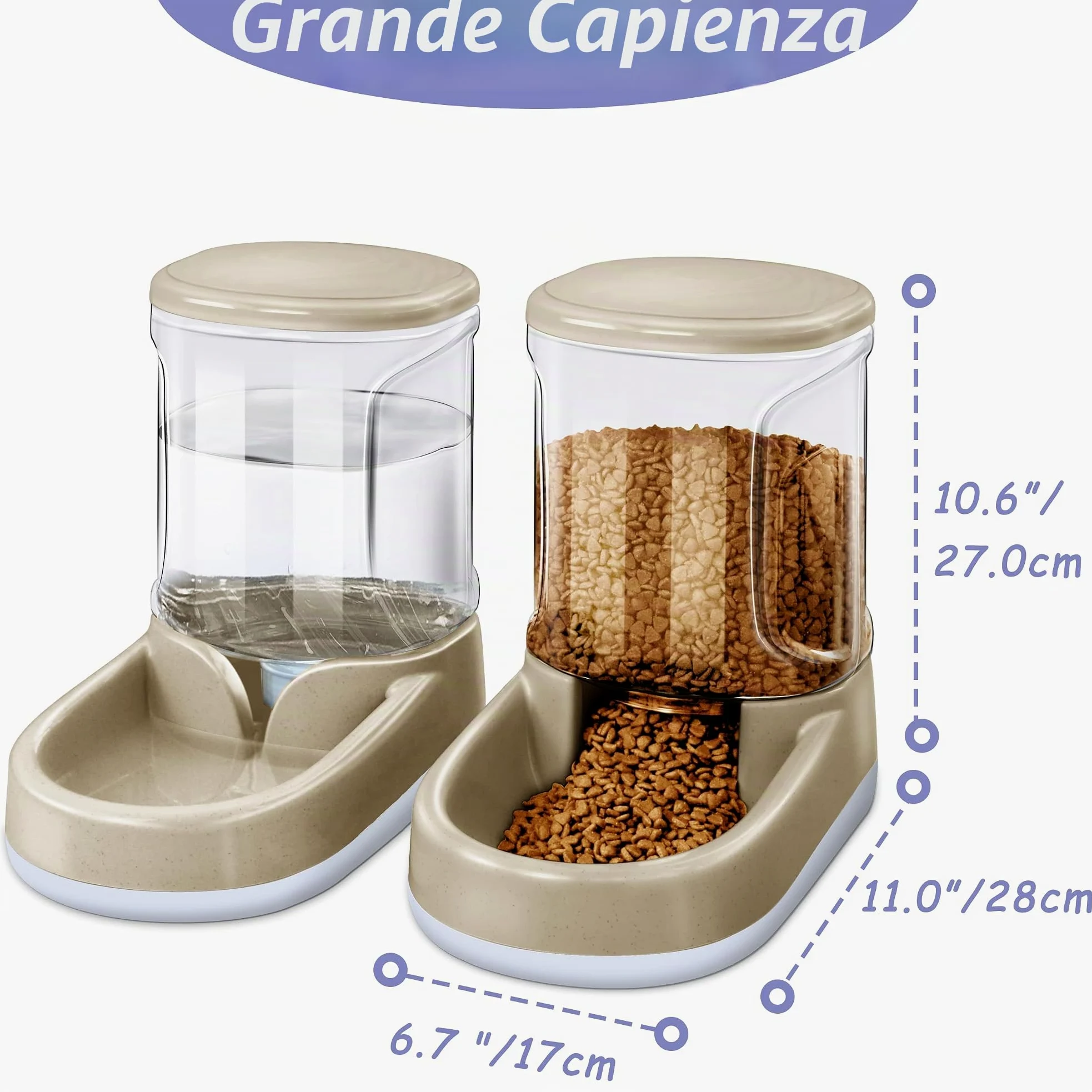 Lucky-M Set automatico di alimentazione e abbeveratoio per animali domestici, alimentatore e erogatore di acqua per cani e gatti, 3,8 l