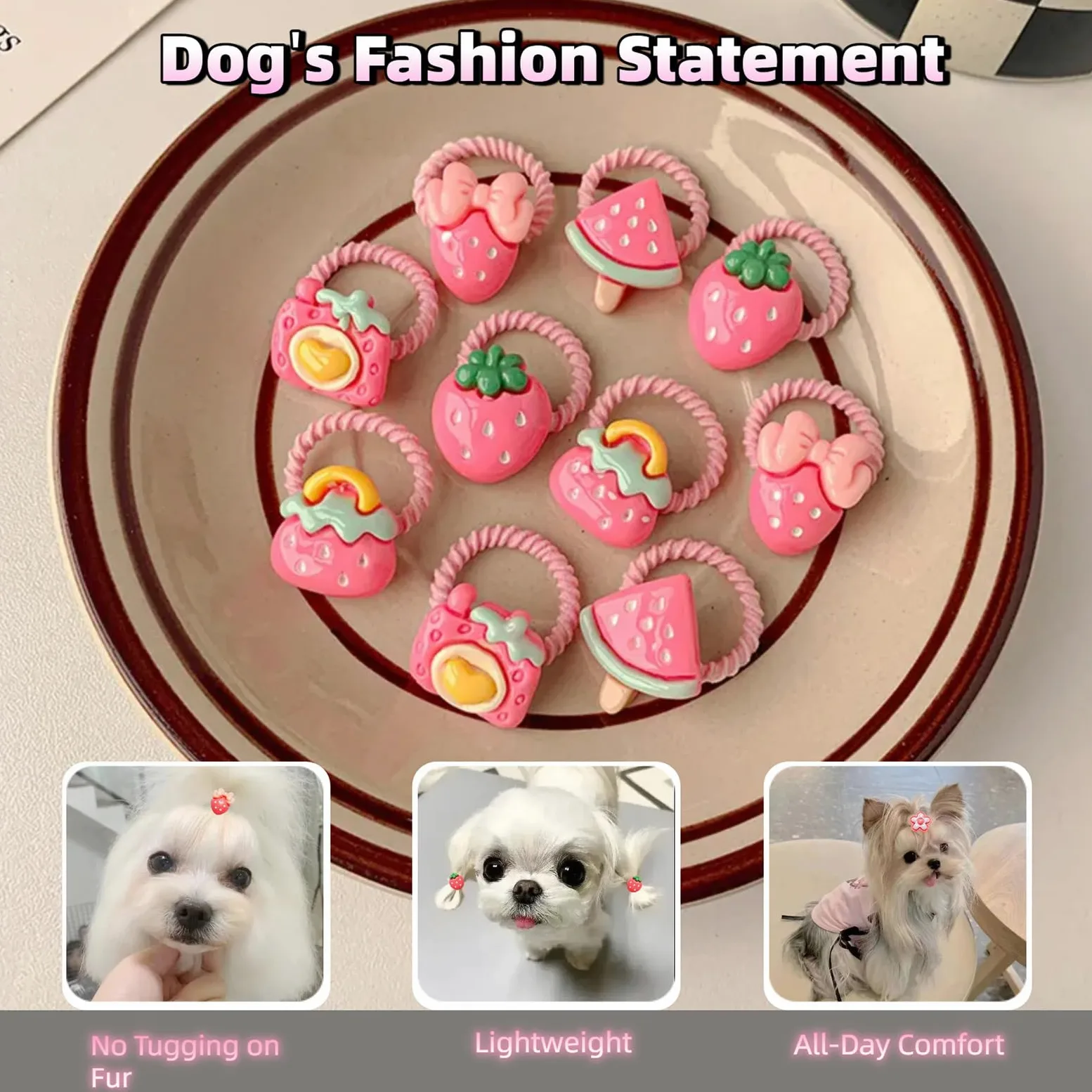 20 fiocchi per capelli per cani, fiocchi per cani di piccole dimensioni, accessori per cani per ragazze, fermagli per capelli per cani, con elastici, accessori per cani, Yorkie, Shih Tzu