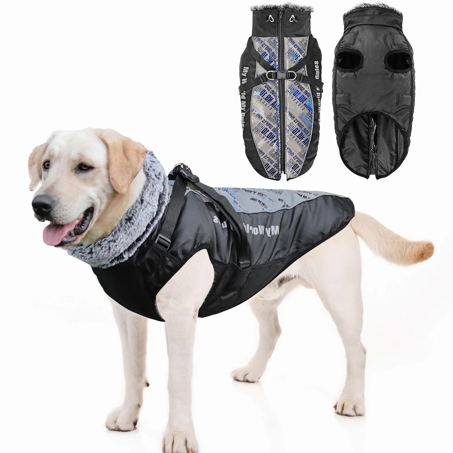 PETCUTE Cappotto Cane Invernale, Cappotto per Cani Impermeabile con Imbracatura,Giacca Invernale Calda con Strisce Riflettenti,Giacca Antivento per Cani di Piccola Taglia Grande Media,5XL