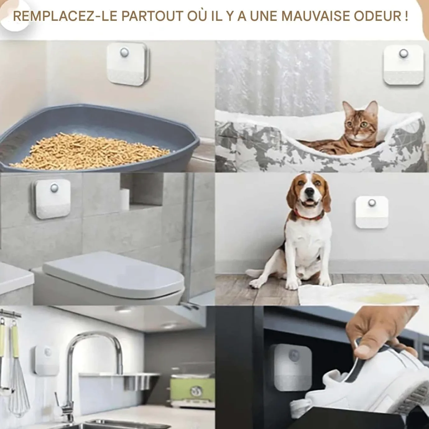 Neutralizzatore Di Odori Lettiera Assorbitore Di Controllo Odori Sicuro | Eliminatore Di Odori Per Lettiera Con Sensore Automatico per Casa Bagno Armadio Lavanderia Interno Esterno Pavimento
