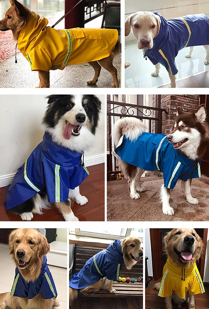 Impermeabile per cani, cappotto per cani da compagnia impermeabile regolabile, impermeabile di sicurezza antivento, impermeabile traspirante per cani di piccola, media e grande taglia (Blue XXX)
