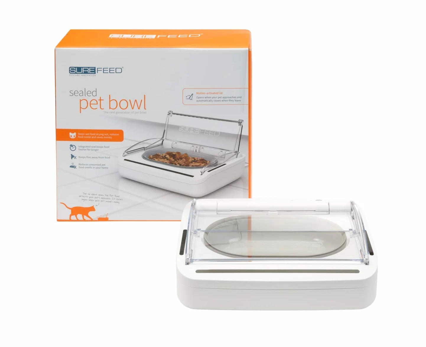 Ciotola intelligente con lettore di microchip SureFeed Sure Petcare per gatti e piccoli cani, coperchio attivato dal movimento, per cibo umido e secco, richiede 4 batterie a cella C (non incluse)