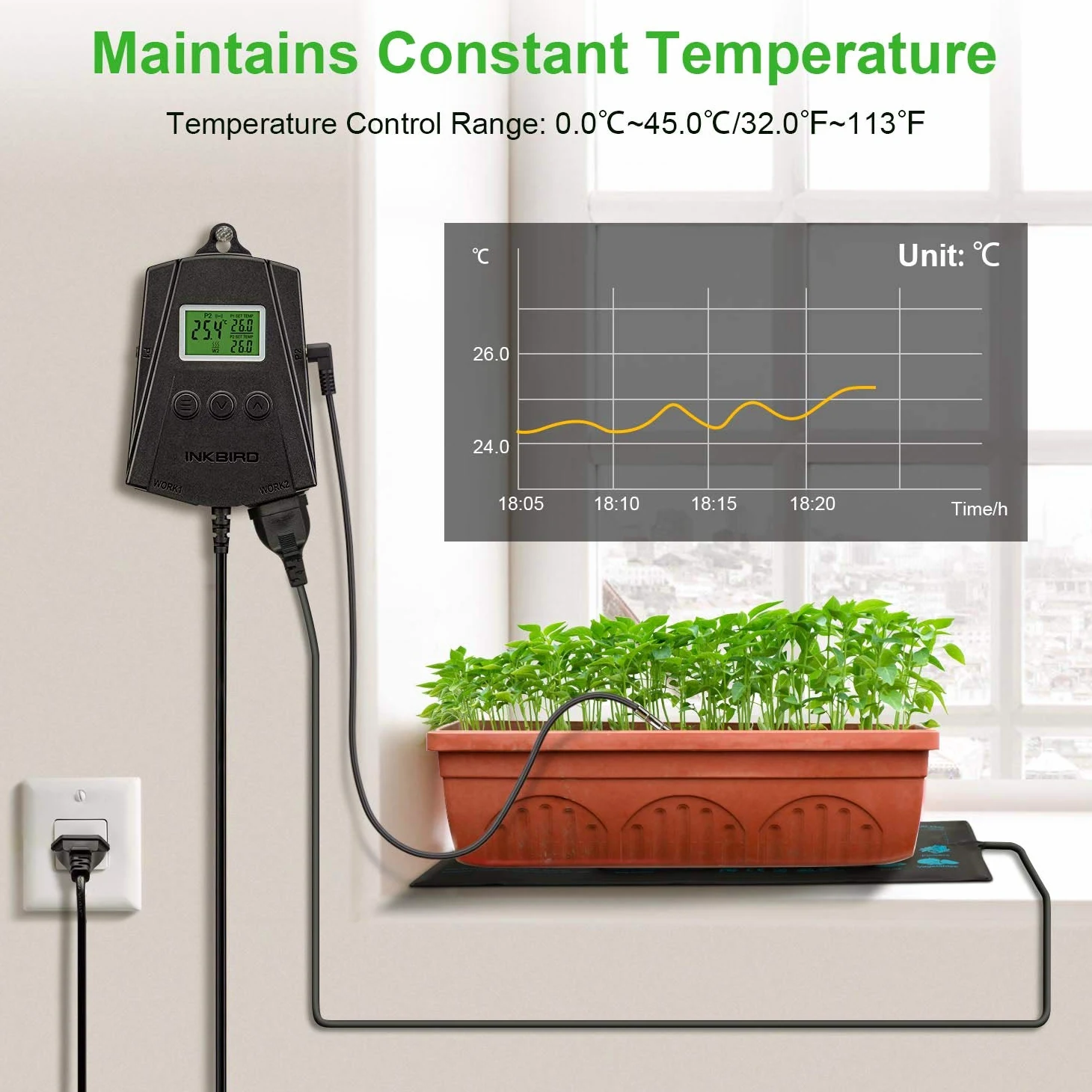 Inkbird IPT-2CH termostato WiFi per il controllo della temperatura del tappetino di riscaldamento con controllo app per le piantine che coltivano la serra