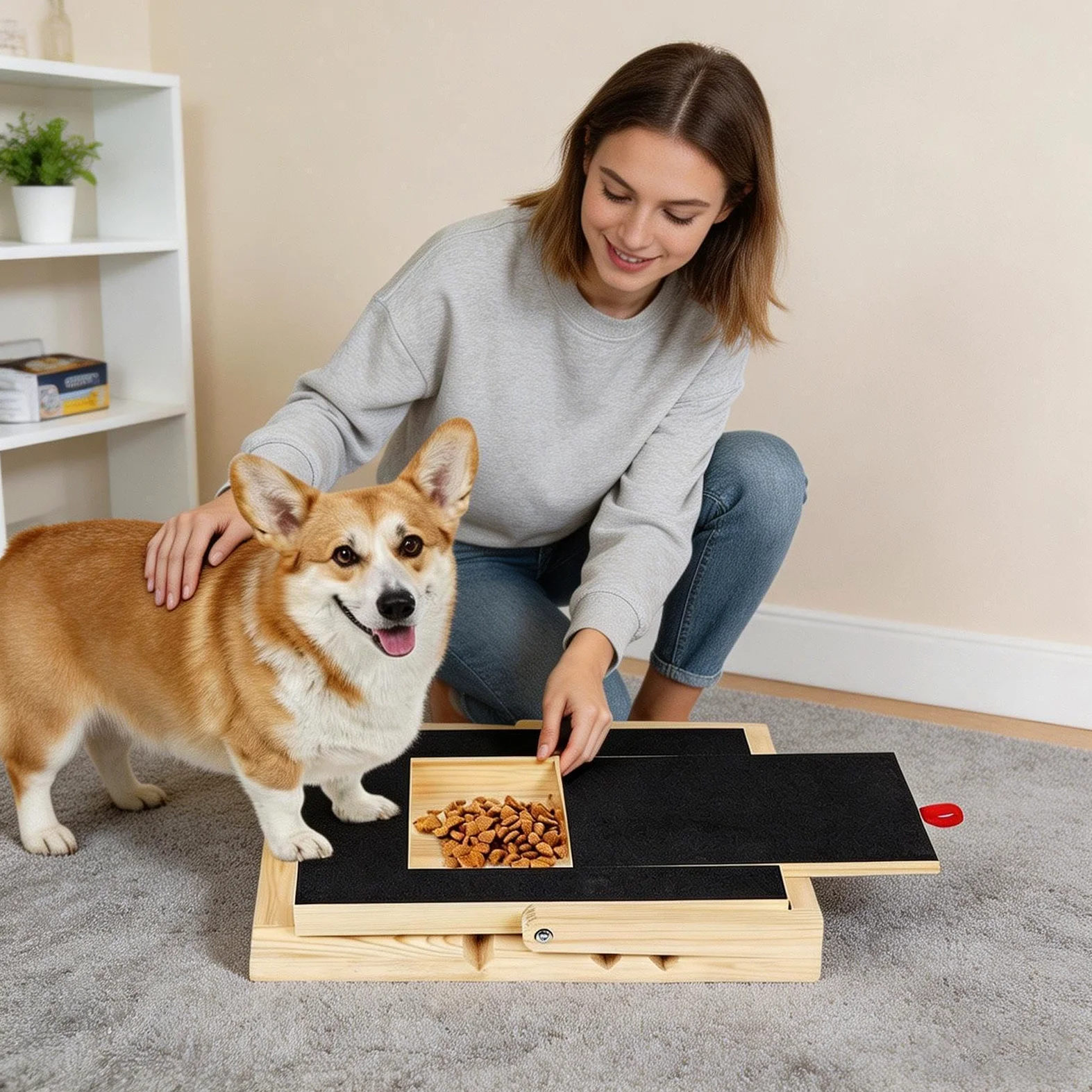 Tagliaunghie per cani, in legno, con cassetto per spuntini, per cuccioli di taglia piccola, media e grande, arricchimento per casa e appartamento
