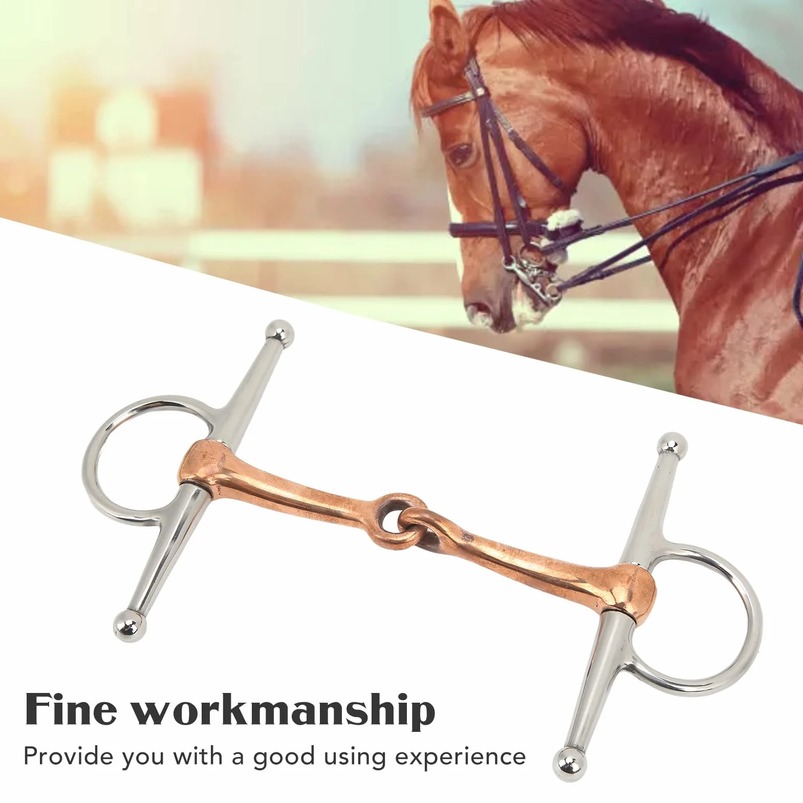 Yosoo Health Gear Filetto per Guance di Cavallo, Anello Allentato in Acciaio Inossidabile, Punte da Addestramento per Masticazione Completa in Rame, Premium per Cavalli o Accessori da Esterno,