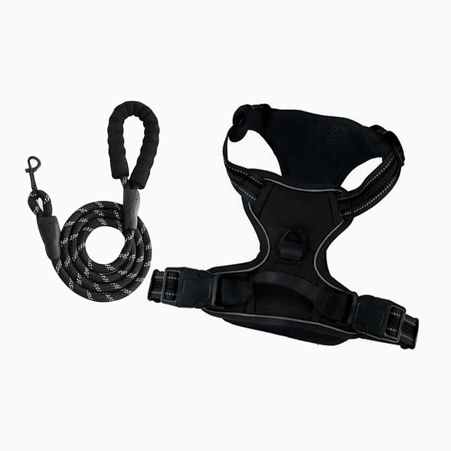 Pettorina regolabile riflettente No Pull pettorina per cani (S) | Traspirante imbottito, 4 taglie S-XL, cinghie regolabili, sicurezza al buio, per passeggiate e allenamento, nero
