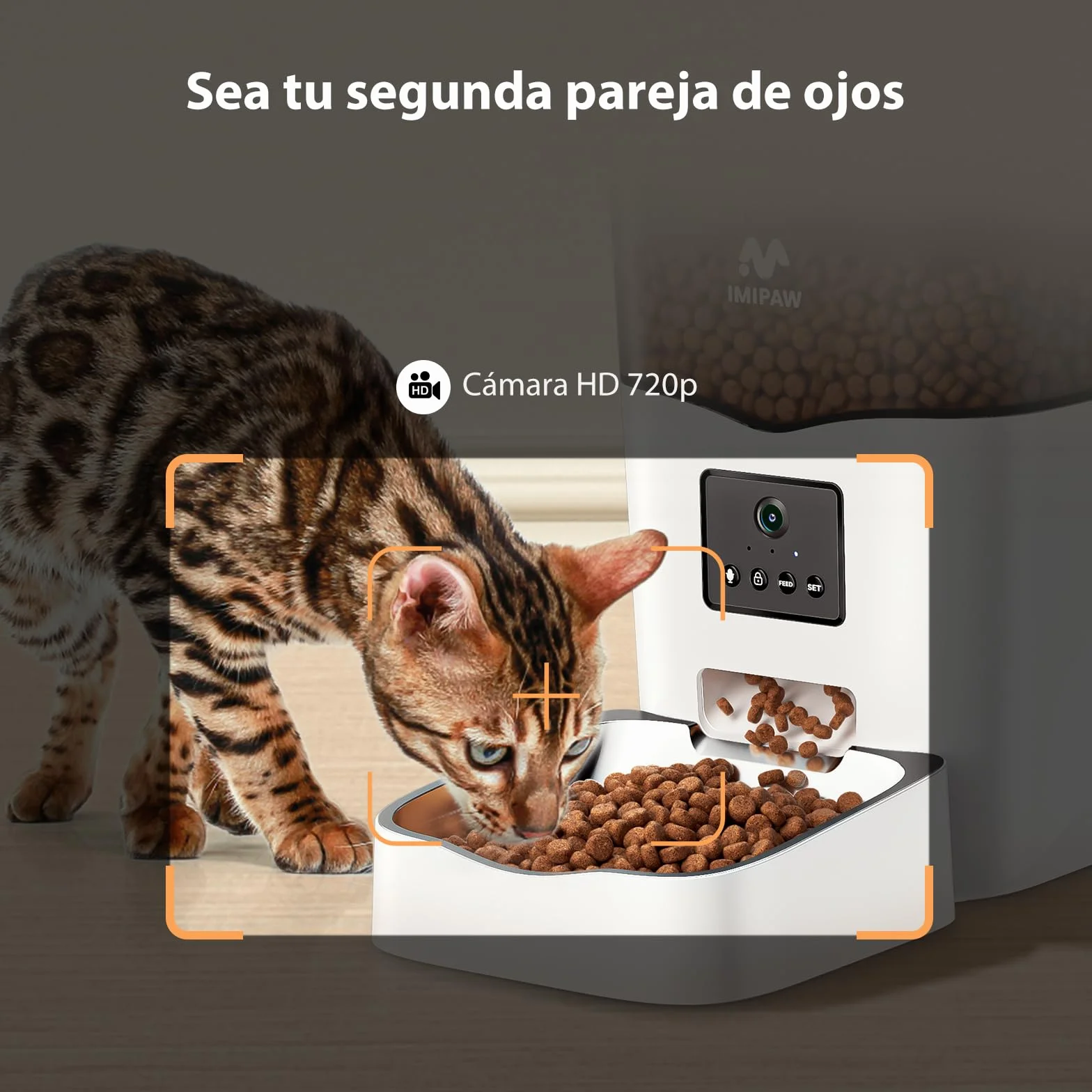 IMIPAW Distributore Automatico Cibo Gatti 5G WiFi con Telecamera, 1080P HD, Tecnologia Anti Intasamento, Dispenser Automatico Cibo per Animali con Controllo APP (Bianco, 3L)