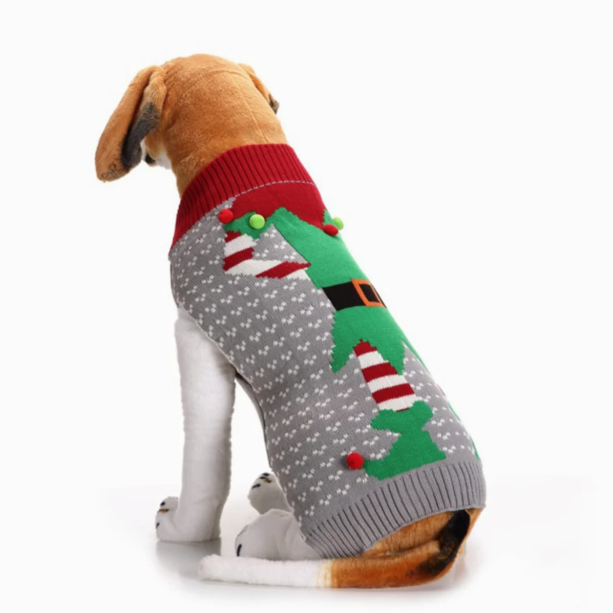 BESPORTBLE 3pezzi Costume Natalizio per Cani Maglione Grigio Clown per Animali di Piccole e Grandi Abbigliamento Festivo per Cuccioli Maglione Pelliccia Morbida per Natale