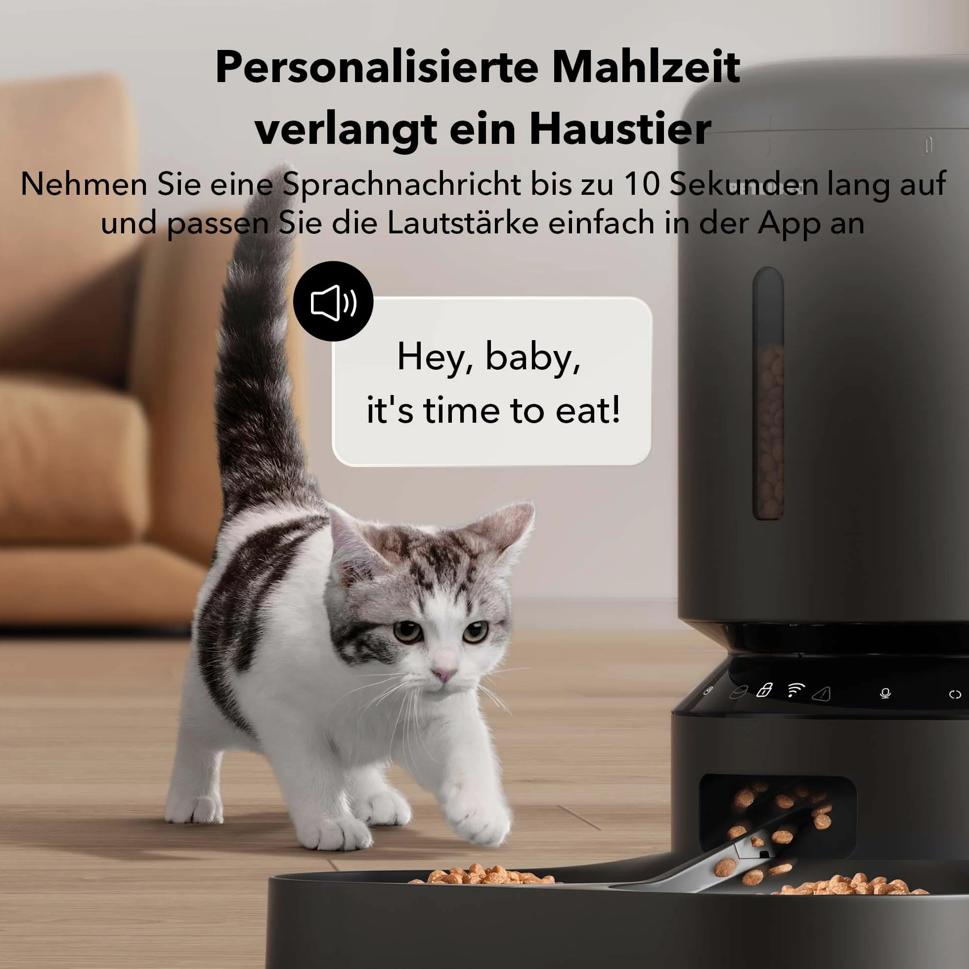 PETLIBRO 5G Wi-Fi Distributore Automatico Cibo Gatti, 5L Distributore Automatico Cibo Cani con 2 Ciotole in Acciaio Inox, 10 Pasti e Controllo del Timer, USB e Batterie, Voce bidirezionale, Nero