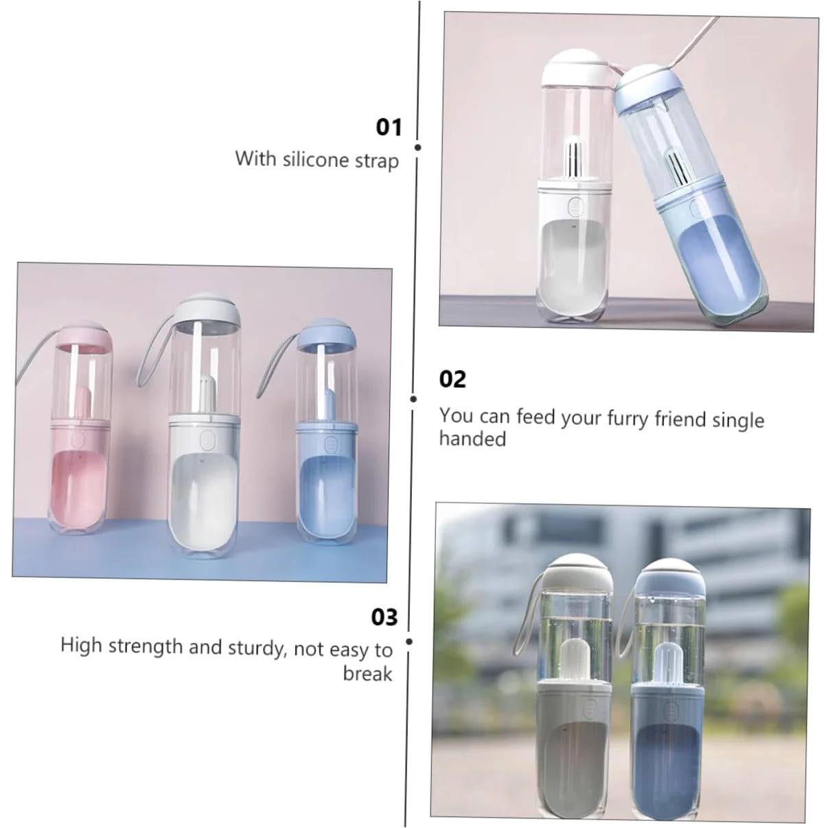 Happyyami Borraccia Portatile per Cani e Gatti 330ml, Design a U, di Perdite, Uso Sola Mano, per Uscire