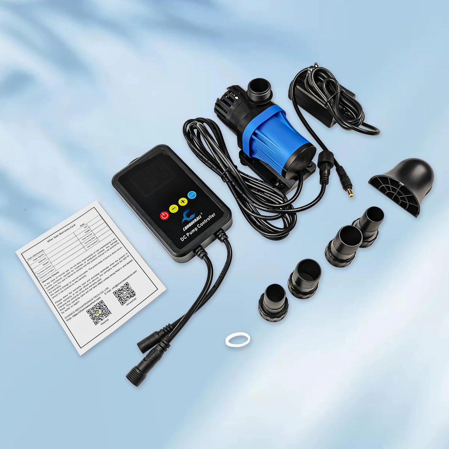 CONQUERALL CHS-3500 DC 24V DC 20W Pompa per acqua a flusso regolabile 920GPH(US) 14.7FT Pompa a ritorno controllato Adatto per idroponica, acquari, cascate, laghetti koi, allevamento koi, fontane