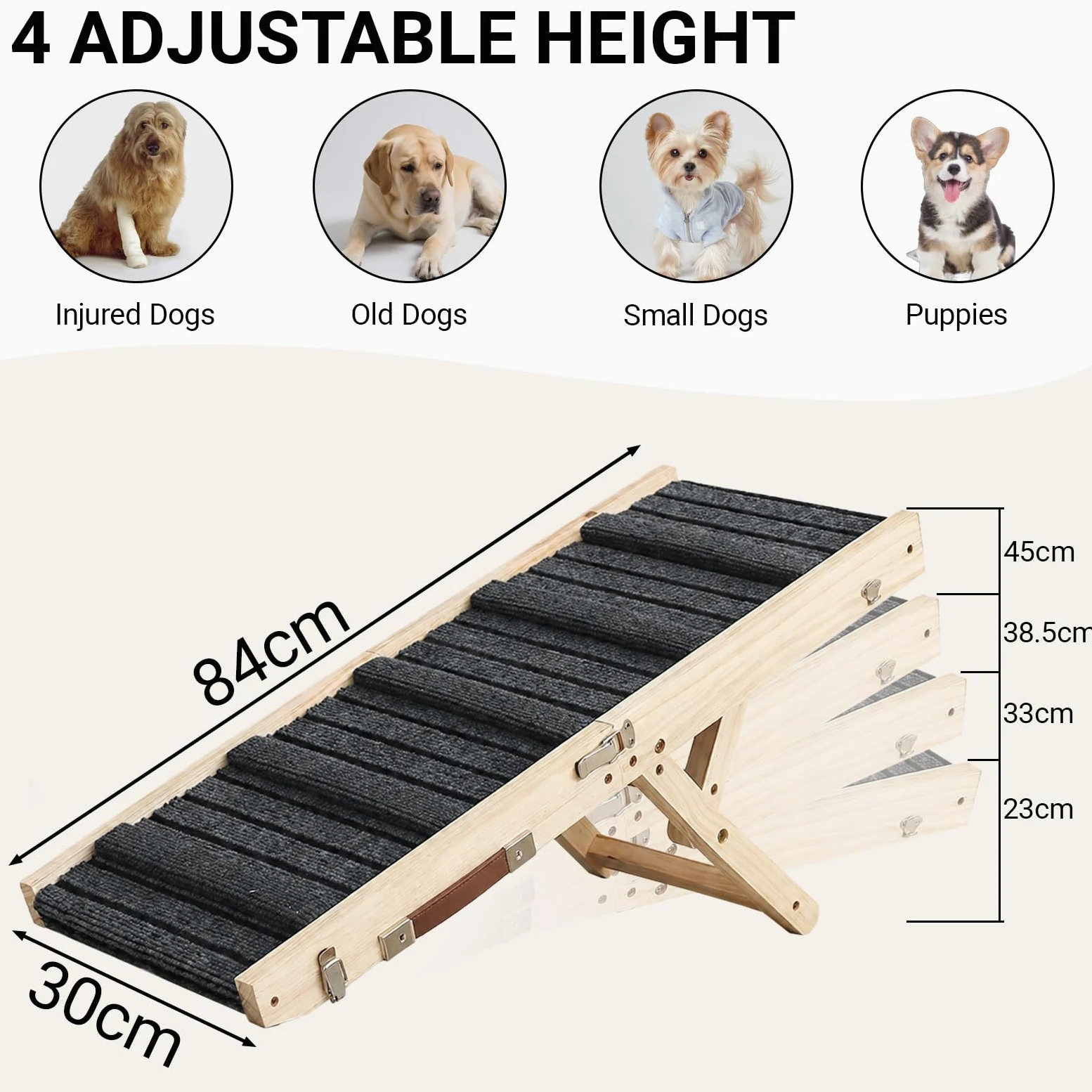 Rampa per Cani Piccoli Regolabile, Pedana per Cani Pieghevole, Rampe per can Adatto a di piccola Taglia, Antiscivolo