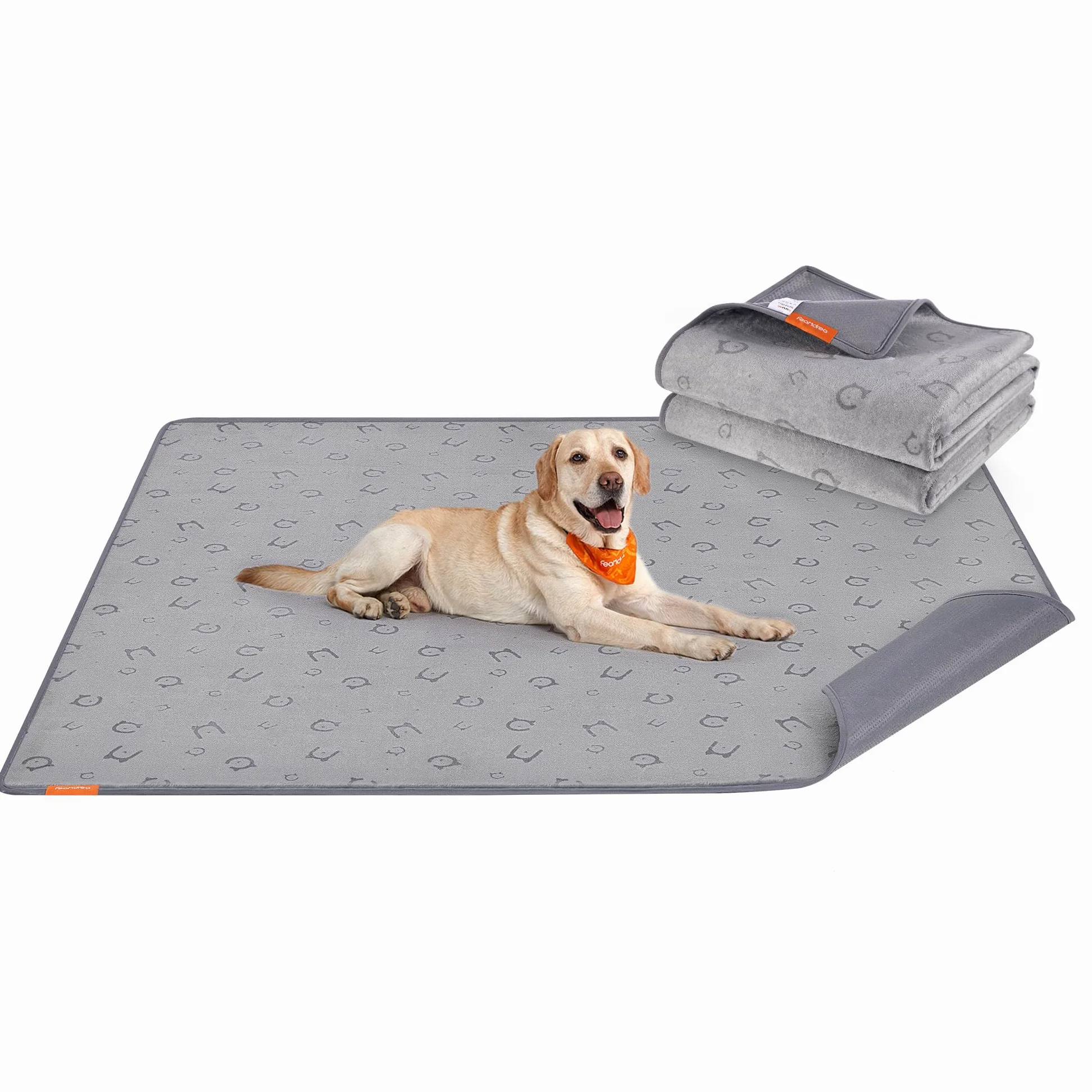 Feandrea Tappeti per Addestramento per Cani Riutilizzabili, 2 Pezzi, Lavabili, 183 x 183 cm, XXXL, Impermeabili, Antiscivolo, Assorbenti, Cani, Gatti, Conigli, Grigio Tortora PTD005G01