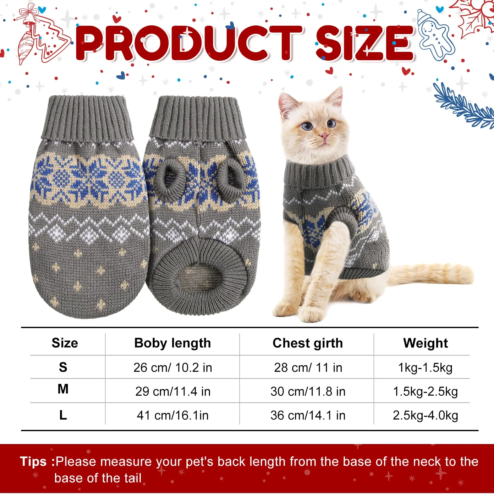 Maglione natalizio per cani di piccola taglia, per gatti e gatti, 2 pezzi