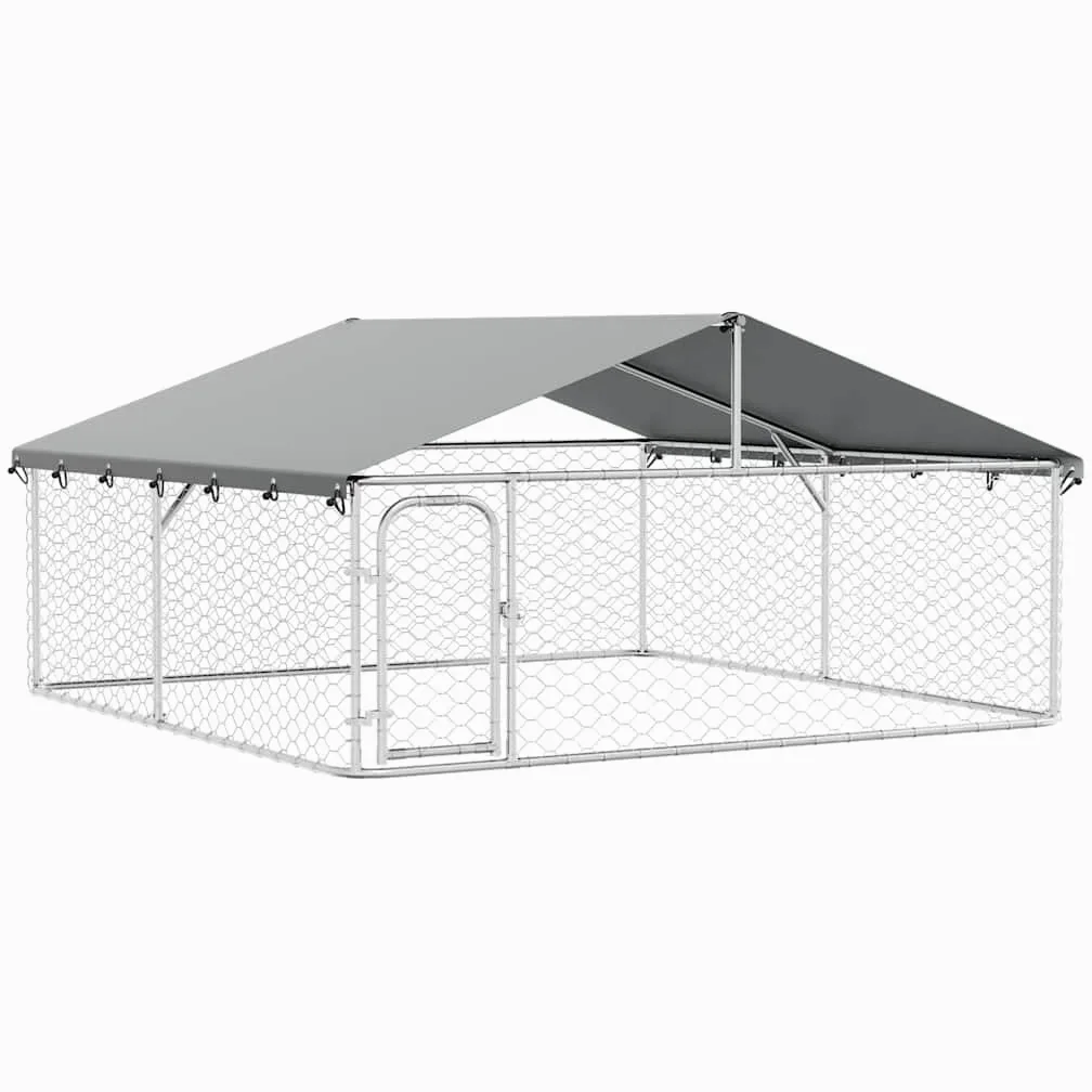 Cuccia esterna con tetto, 300 x 300 x 150 cm | Acciaio zincato, tetto in polietilene impermeabile, porta con chiavistello, rete ventilata, per cani, galline, conigli