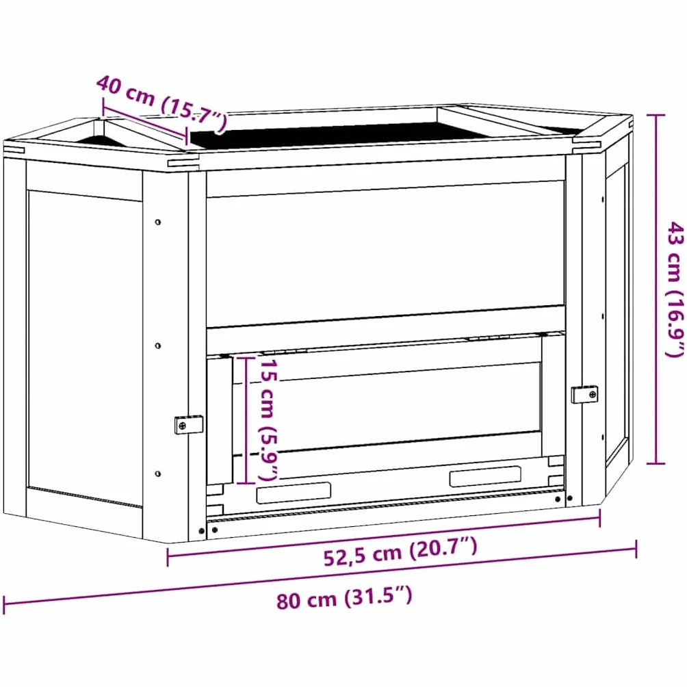 Generico Gabbia per Criceti 80x40x43 cm in Legno Massello di Abete,Habitat/Gabbie Piccoli Animali