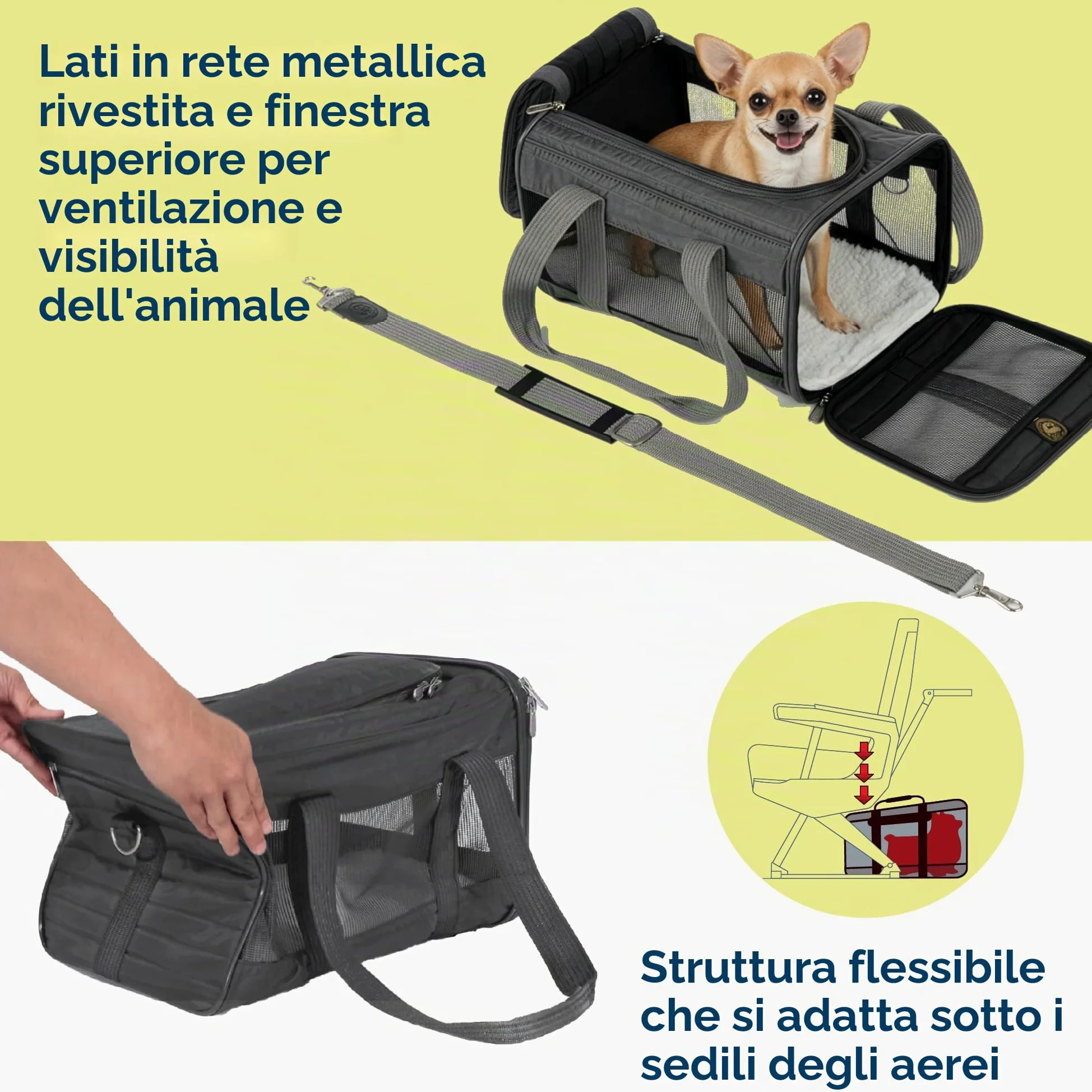 Sherpa Genuine Deluxe Pet Carrier – Compagnia Aerea Approvato e garantito a Bordo – Grigio Antracite, Piccolo