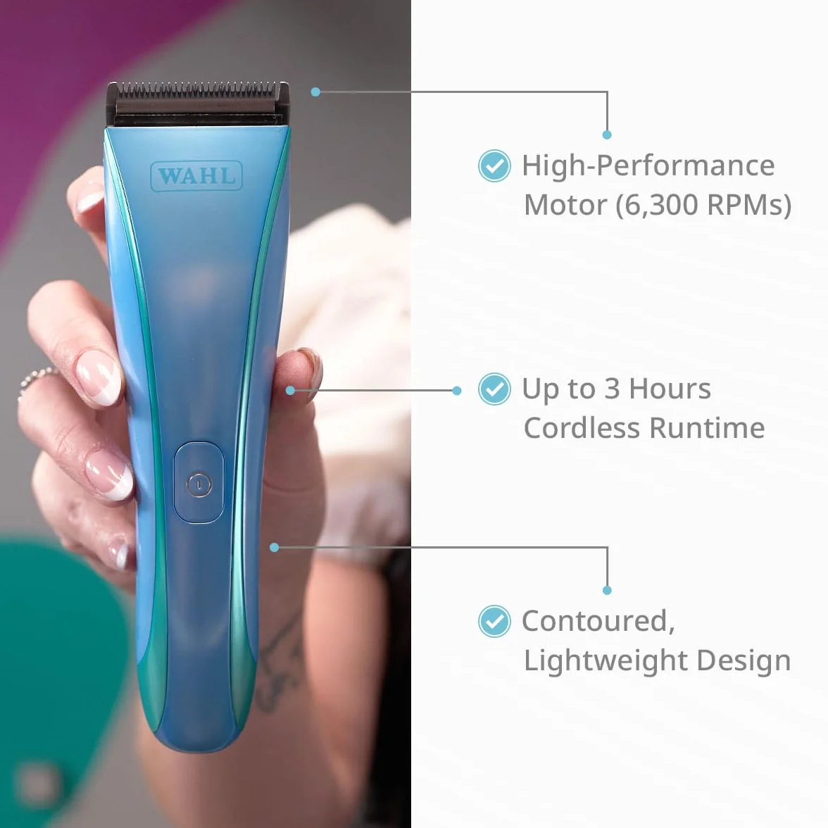 Wahl Motiva 2 Blue Ivy - Tosatrice Professionale per Animali - Tosatrice Cordless per Toelettatura di Cani con Lama 5 in 1, 3 Ore di Autonomia e Display Digitale - Adatta per Cani, Gatti e Cavalli