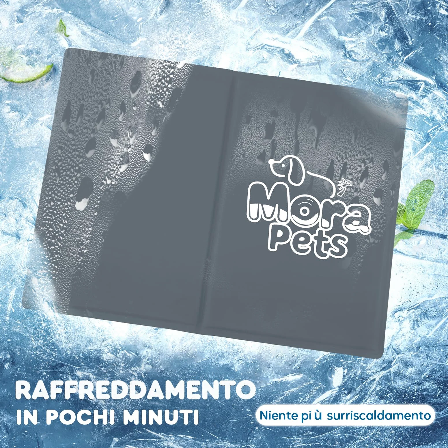 Mora Pets Tappetino Refrigerante per Cani e Gatti Tappeto Rinfrescante in Gel Non Tossico Materassino Raffreddamento per Animali in Estate Grigio S 50 x 40 cm