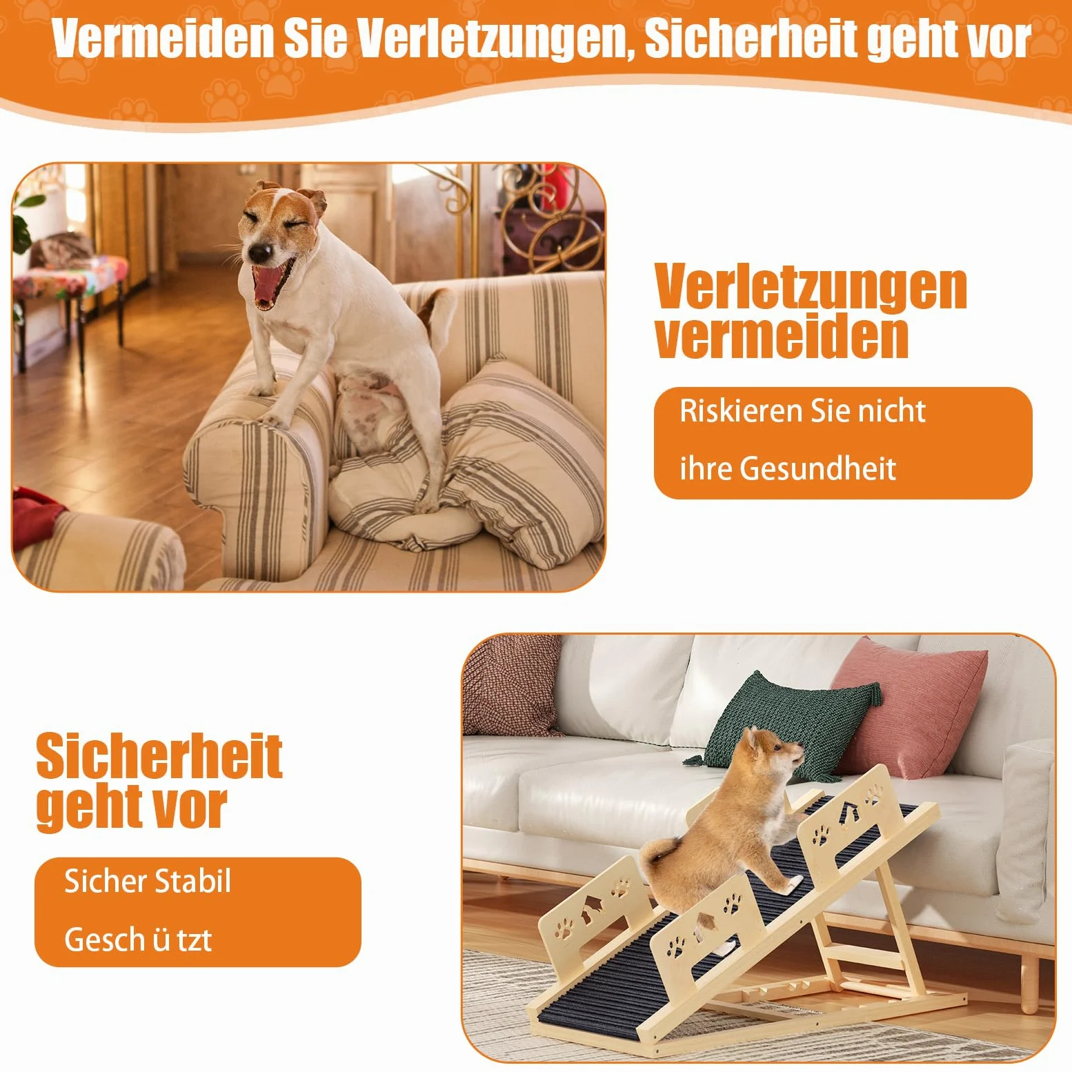 Rampa per cani da 100 cm, 4 livelli di altezza regolabile da 35 cm a 58 cm, rampa per cani in legno, pieghevole, per cani di taglia grande