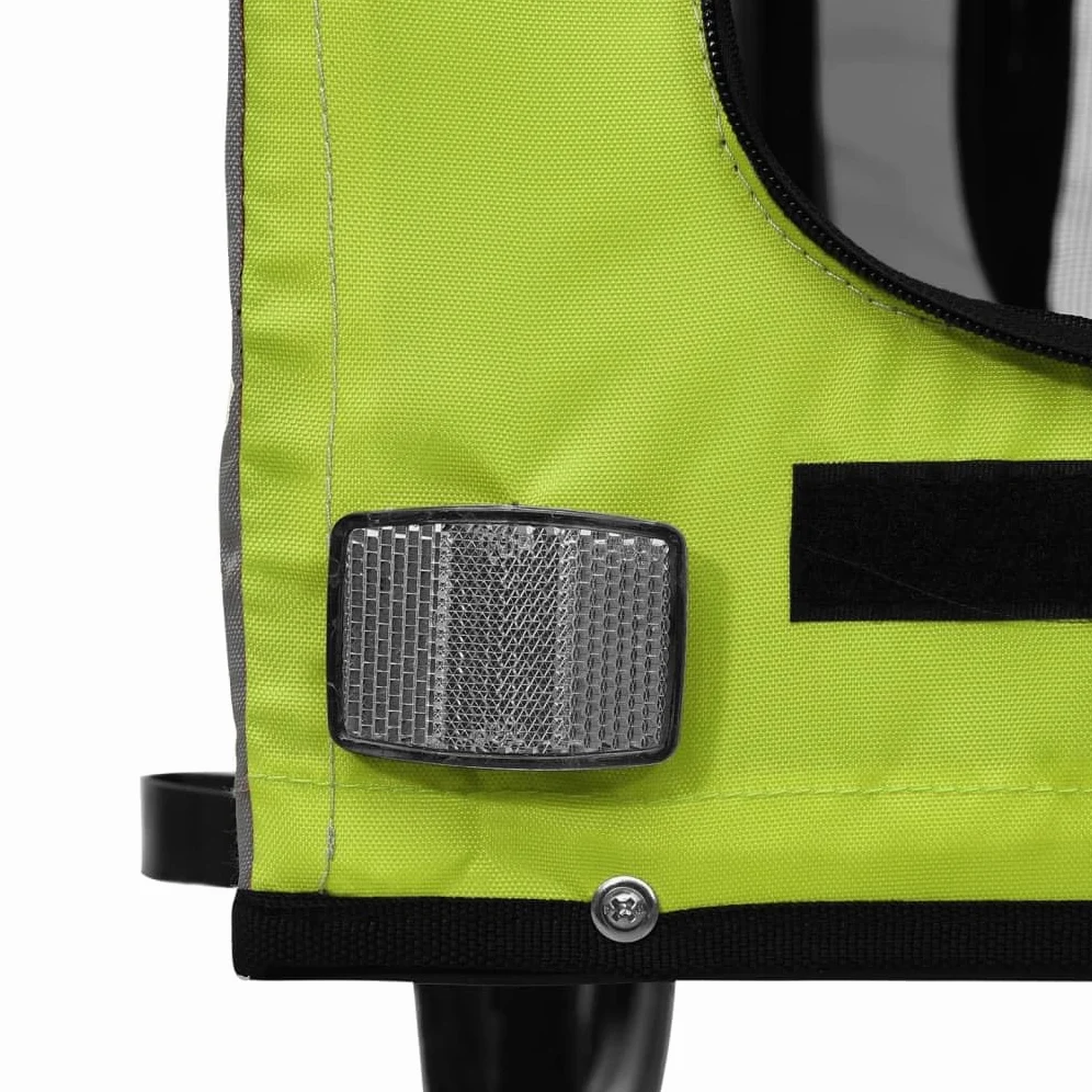 vidaXL Rimorchio da Bici per Animali Verde e Grigio Oxford e Ferro