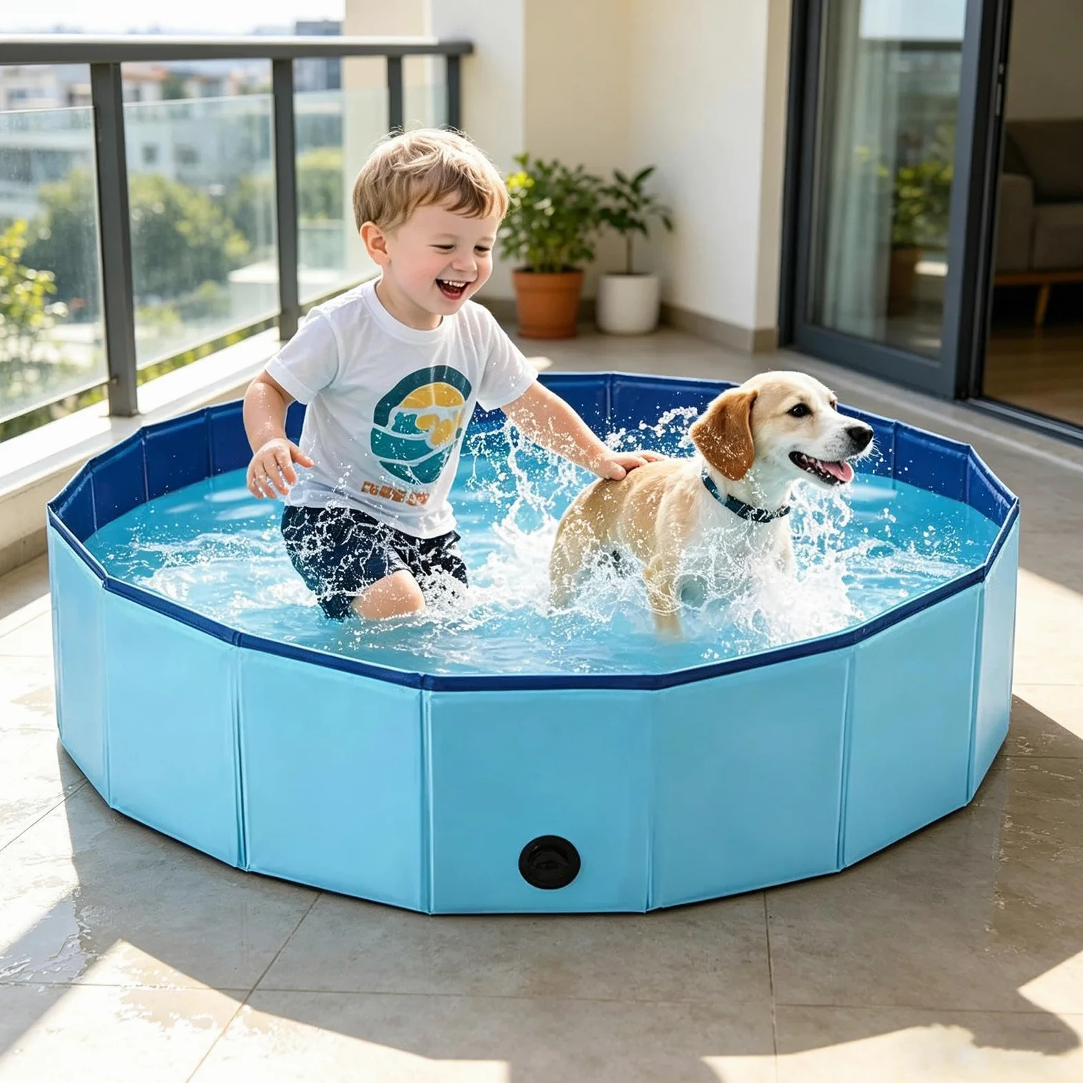 Piscina per Cani Vasca da bagno pieghevole portatile antiscivolo 120 x 30 | Vasca da Bagno Rigida per Animali Domestici per bambini, cuccioli, gatti, animali domestici, interno ed esterno