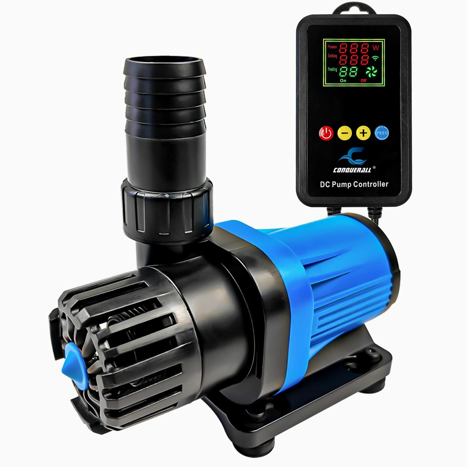 CONQUERALL CHS-3500 DC 24V DC 20W Pompa per acqua a flusso regolabile 920GPH(US) 14.7FT Pompa a ritorno controllato Adatto per idroponica, acquari, cascate, laghetti koi, allevamento koi, fontane