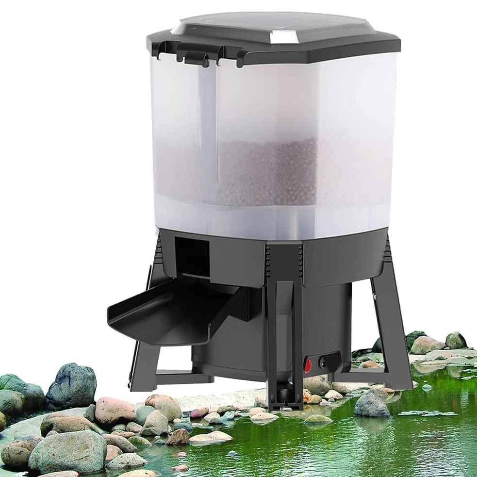 Mangiatoia per Pesci Automatica Solare, distributore di Cibo per Pesci Elettrico da 6 Litri, con Controller del Display Distributore Automatico di mangime per Pesci, laghetto Koi Alimentazione