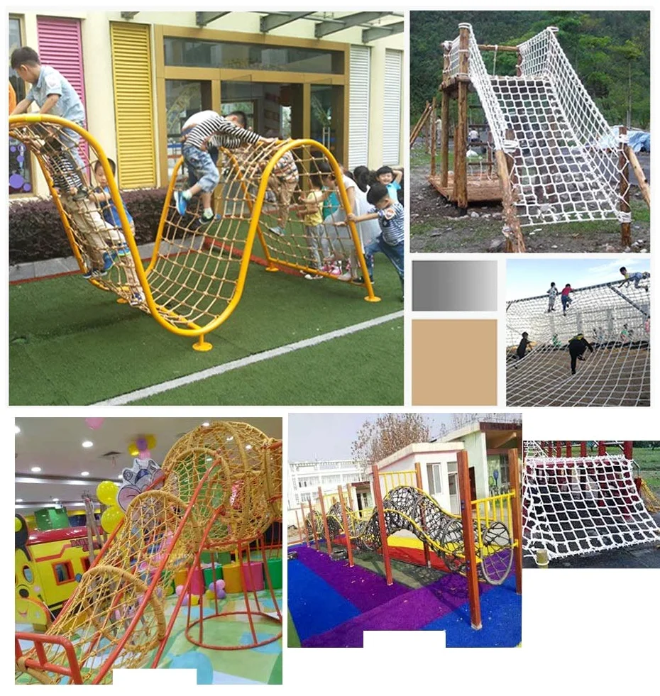 Rete da Arrampicata in Iuta e Canapa - Rete di Sicurezza in Corda 2x3 m (6,6x9,8 Piedi) per Parco Giochi, Giardino, carico automobilistico, attività all'aperto, Supporto per Amaca, Maglia re